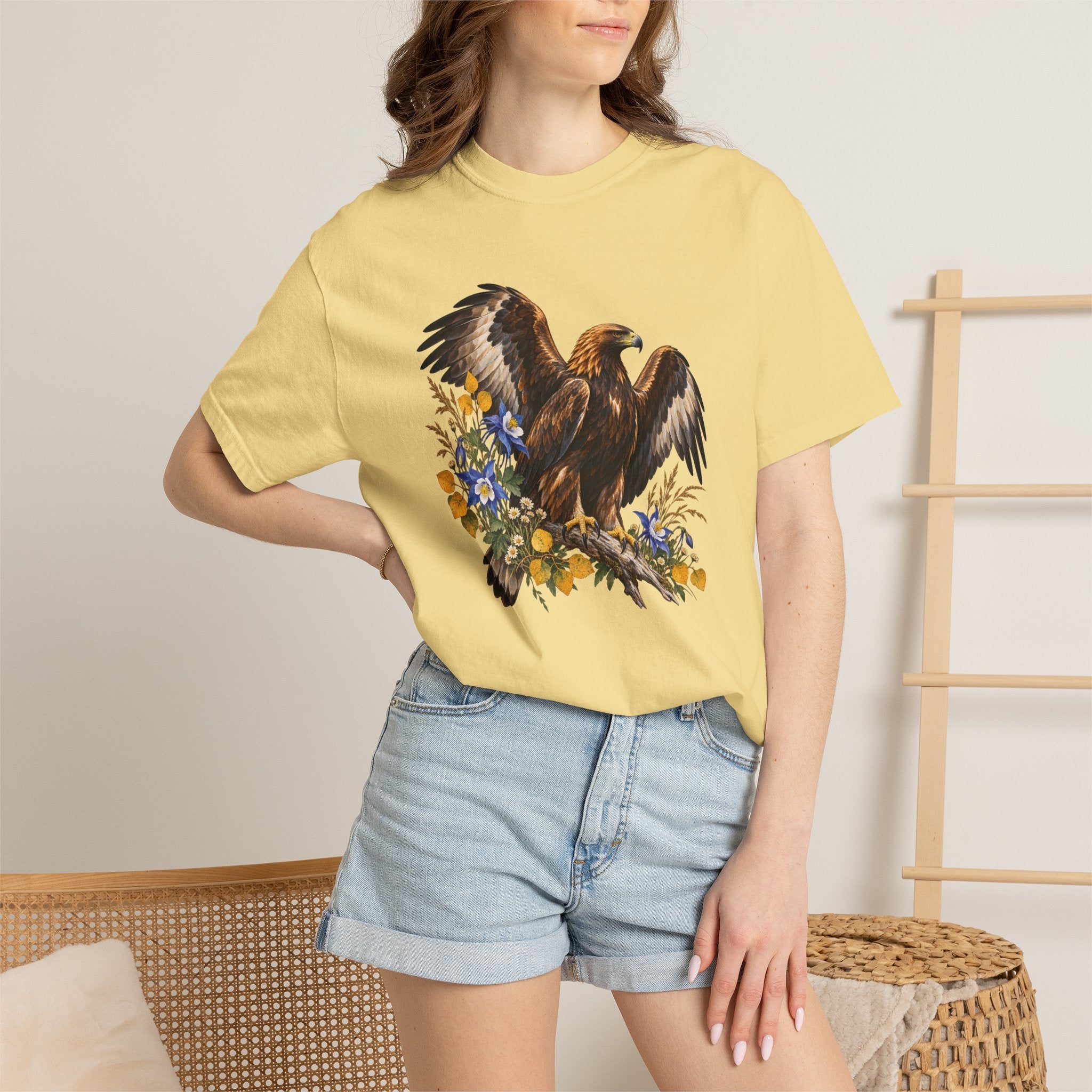 Golden Eagle & Columbine T-Shirt — Garment-Dyed Cotton