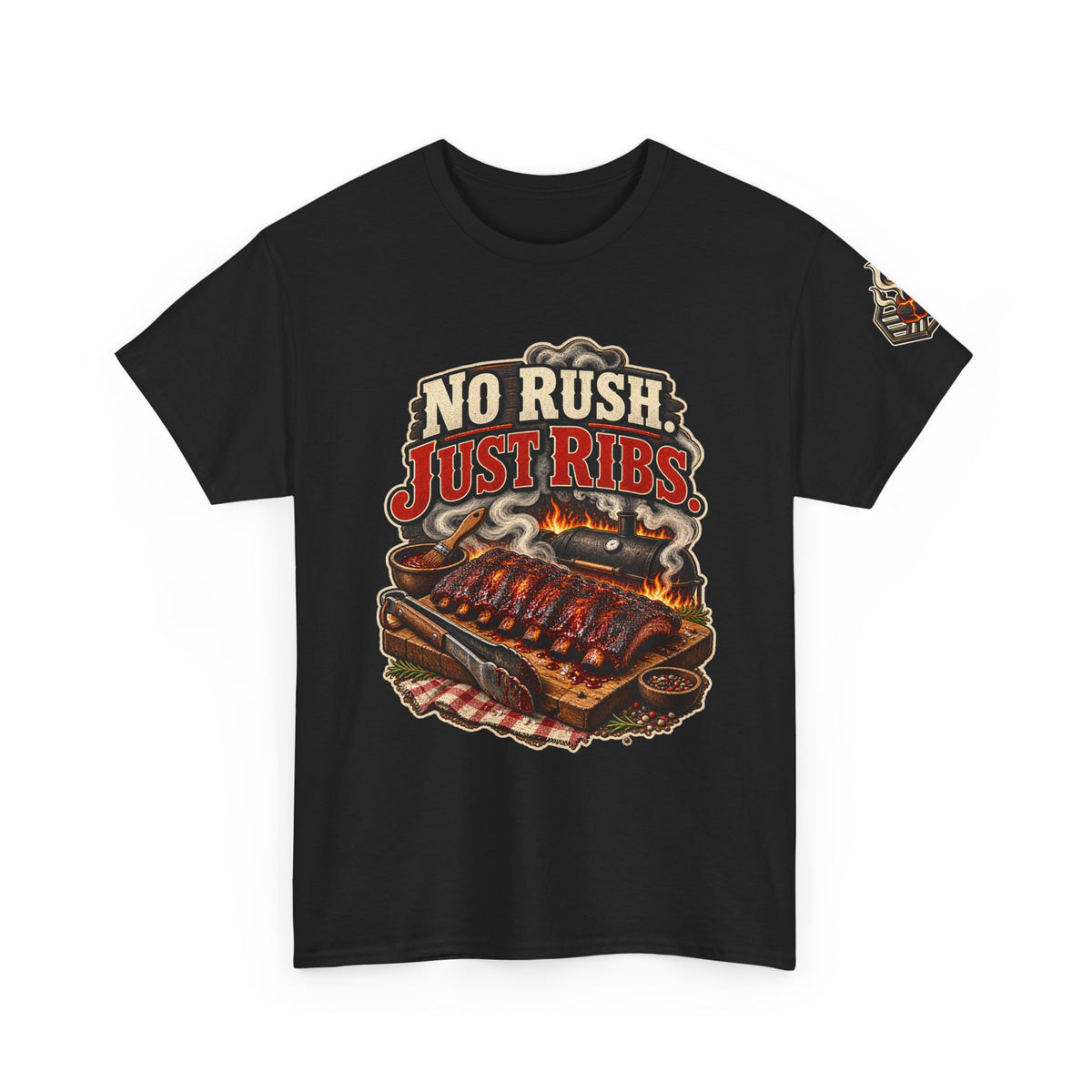 No Rush. Just Ribs. BBQ T-Shirt — Heavy Cotton