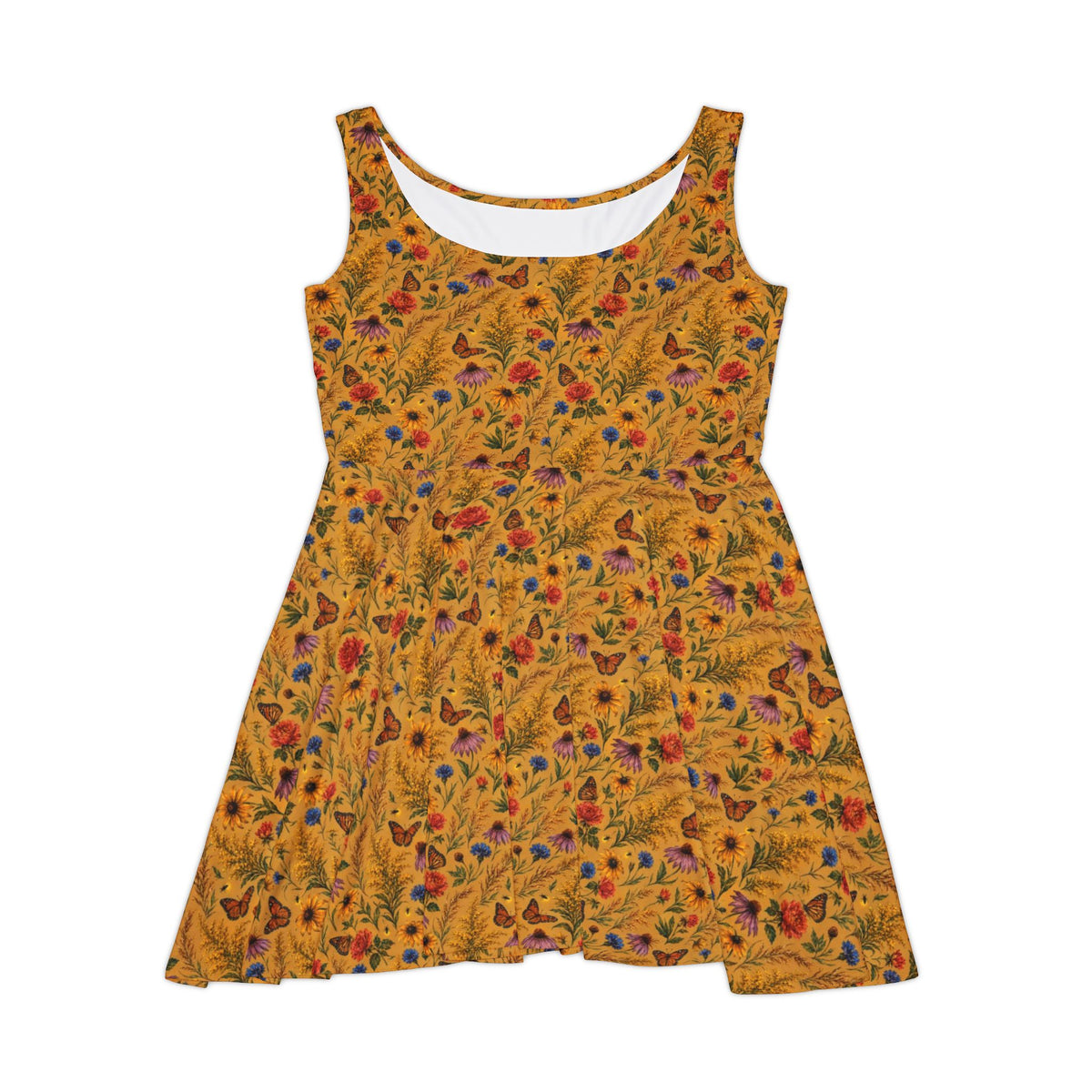 Golden Meadow Watercolor Wildflower Dress