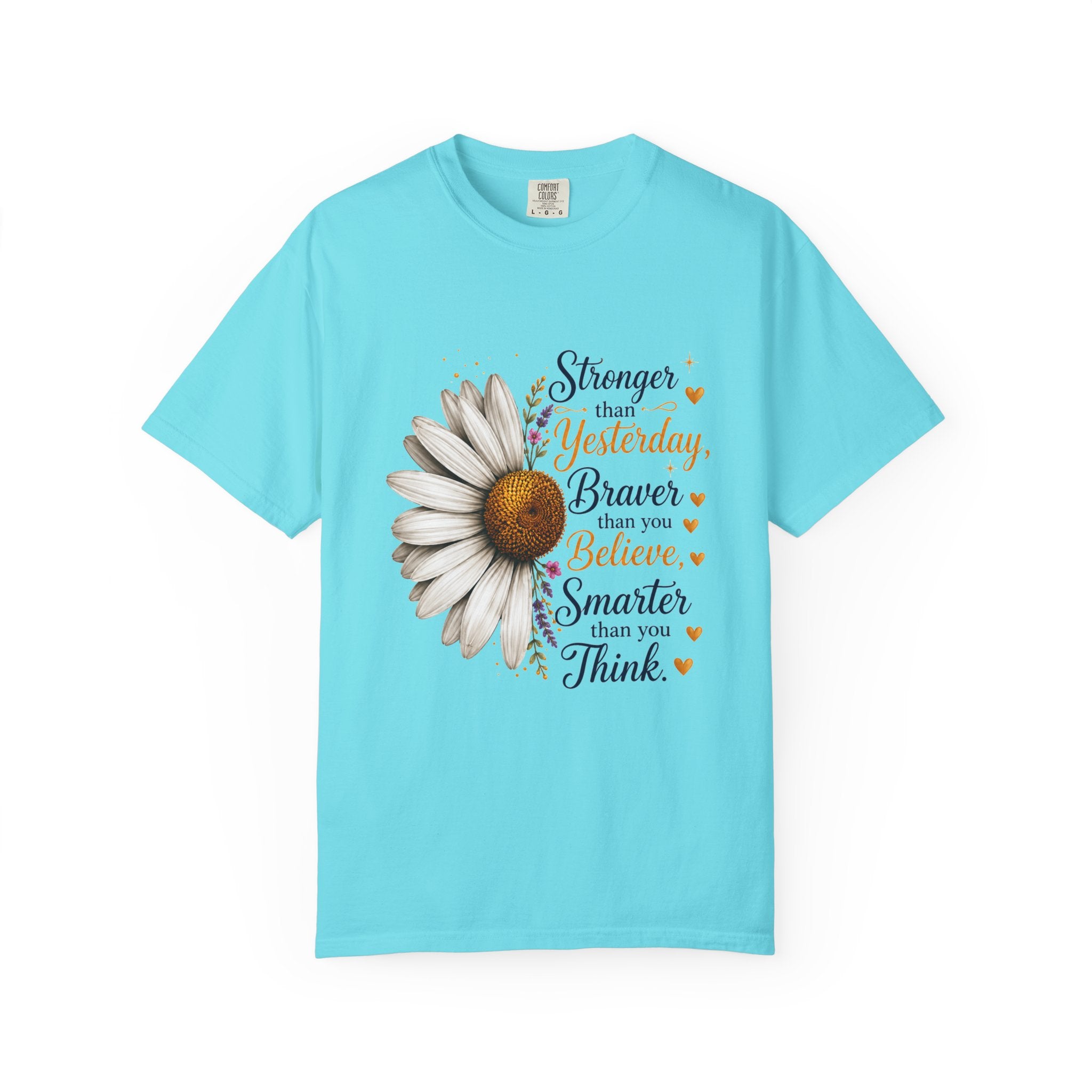 Stronger Braver Smarter daisy shirt lifestyle mockup