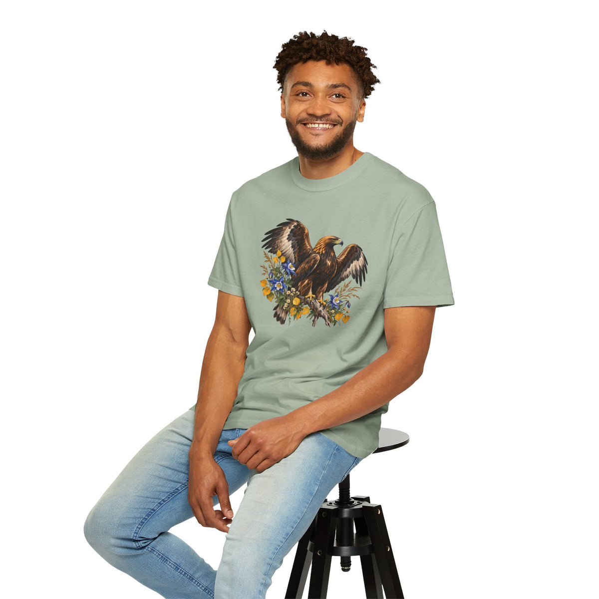 Golden Eagle & Columbine T-Shirt — Garment-Dyed Cotton