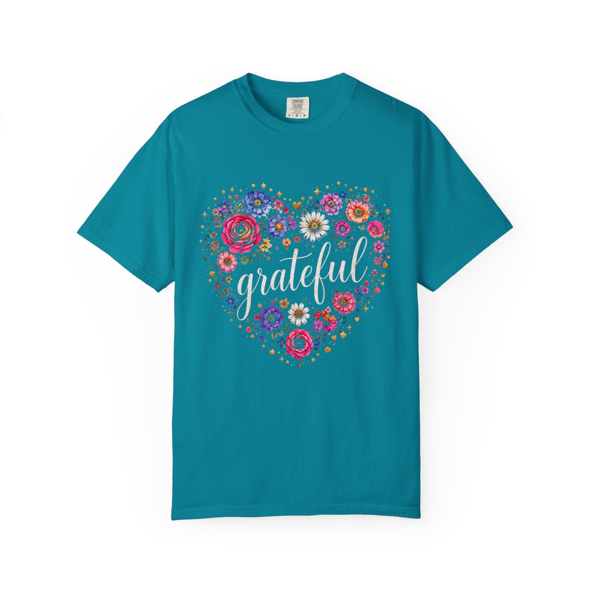 Grateful - Floral Heart Tee
