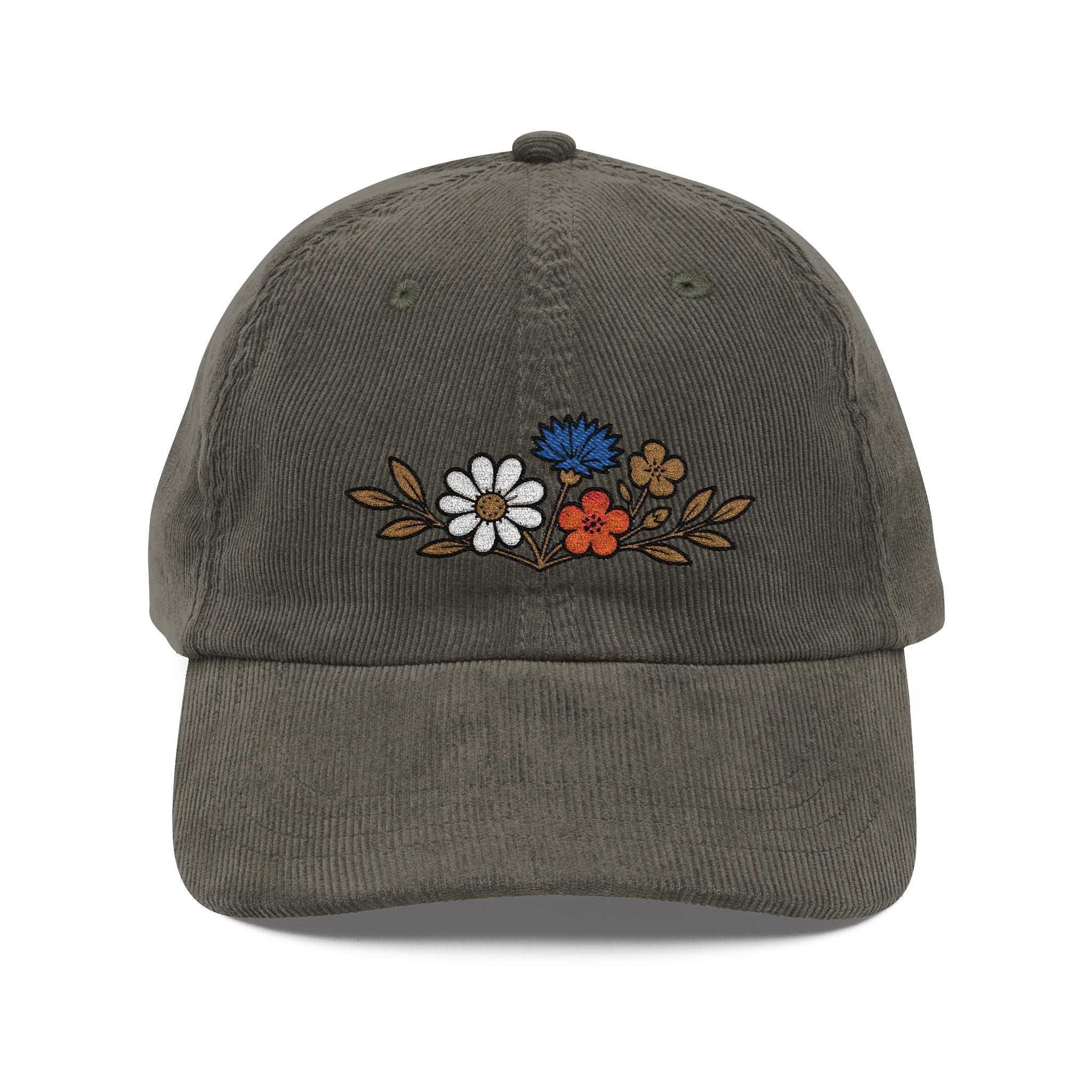 Wildflower Sprig — Embroidered Corduroy Hat