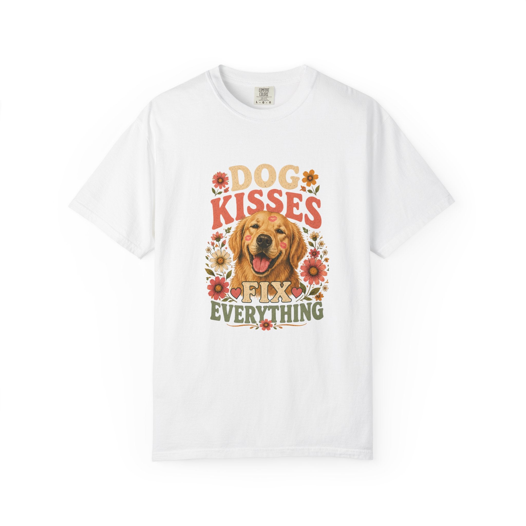 Dog Kisses Fix Everything Golden Retriever tee lifestyle mockup