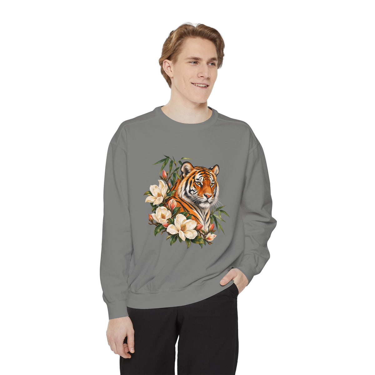 Tiger, Magnolia & Bamboo Sweatshirt — Garment-Dyed Fleece
