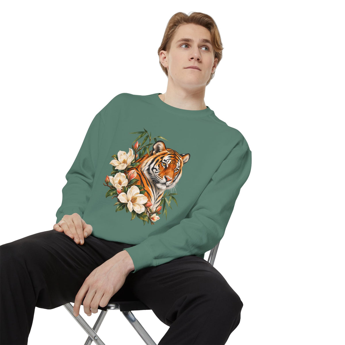 Tiger, Magnolia & Bamboo Sweatshirt — Garment-Dyed Fleece