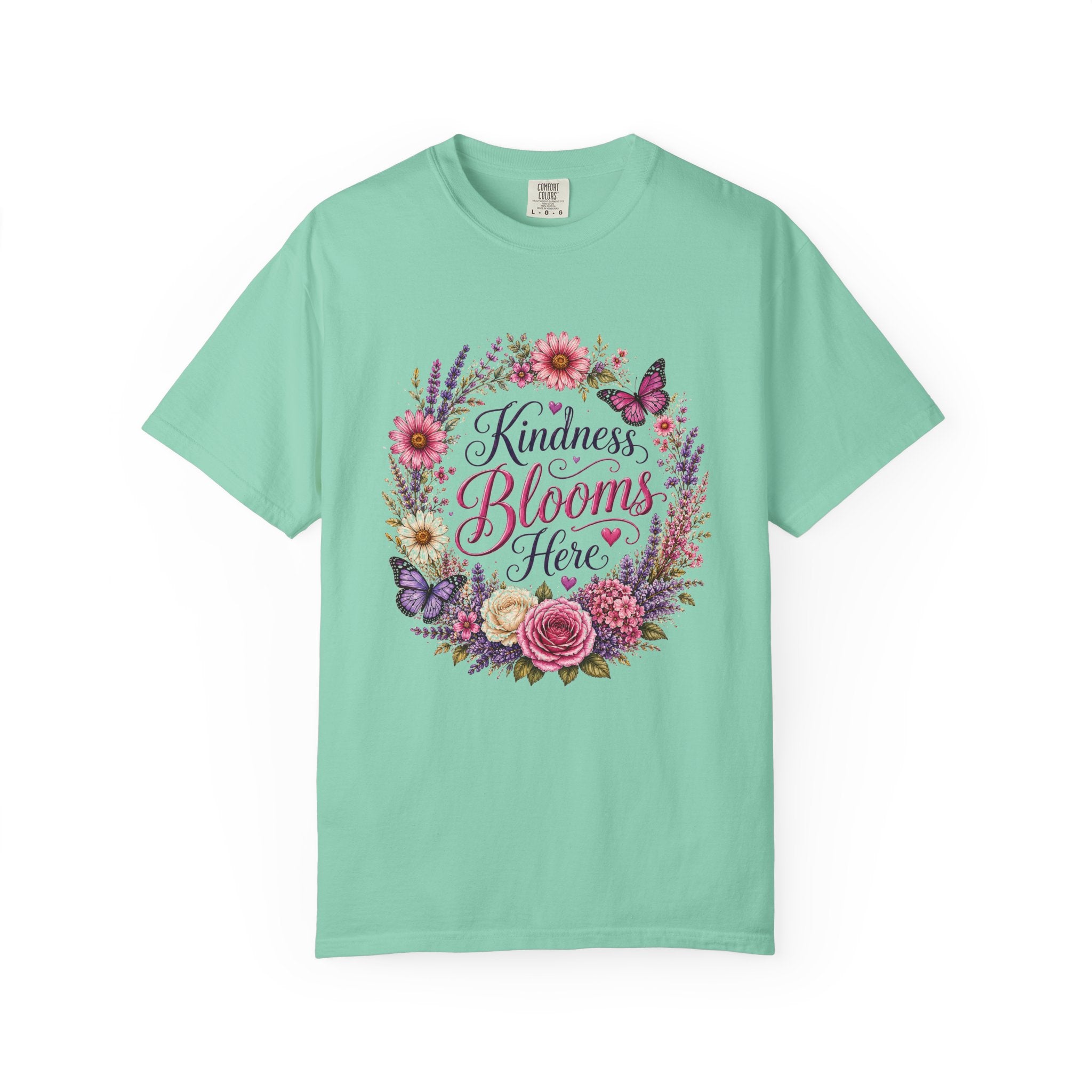 Kindness Blooms Here - Floral Wreath Tee