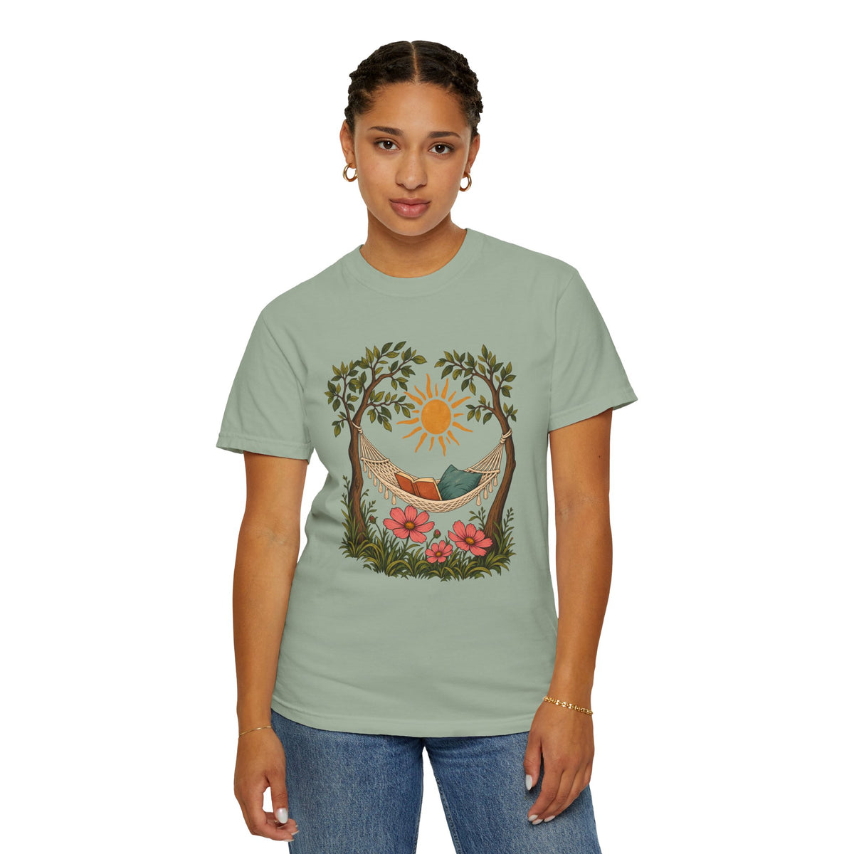 This Counts as Plans — Garden Hammock & Book T-Shirt, garment-dyed Comfort Colors cotton