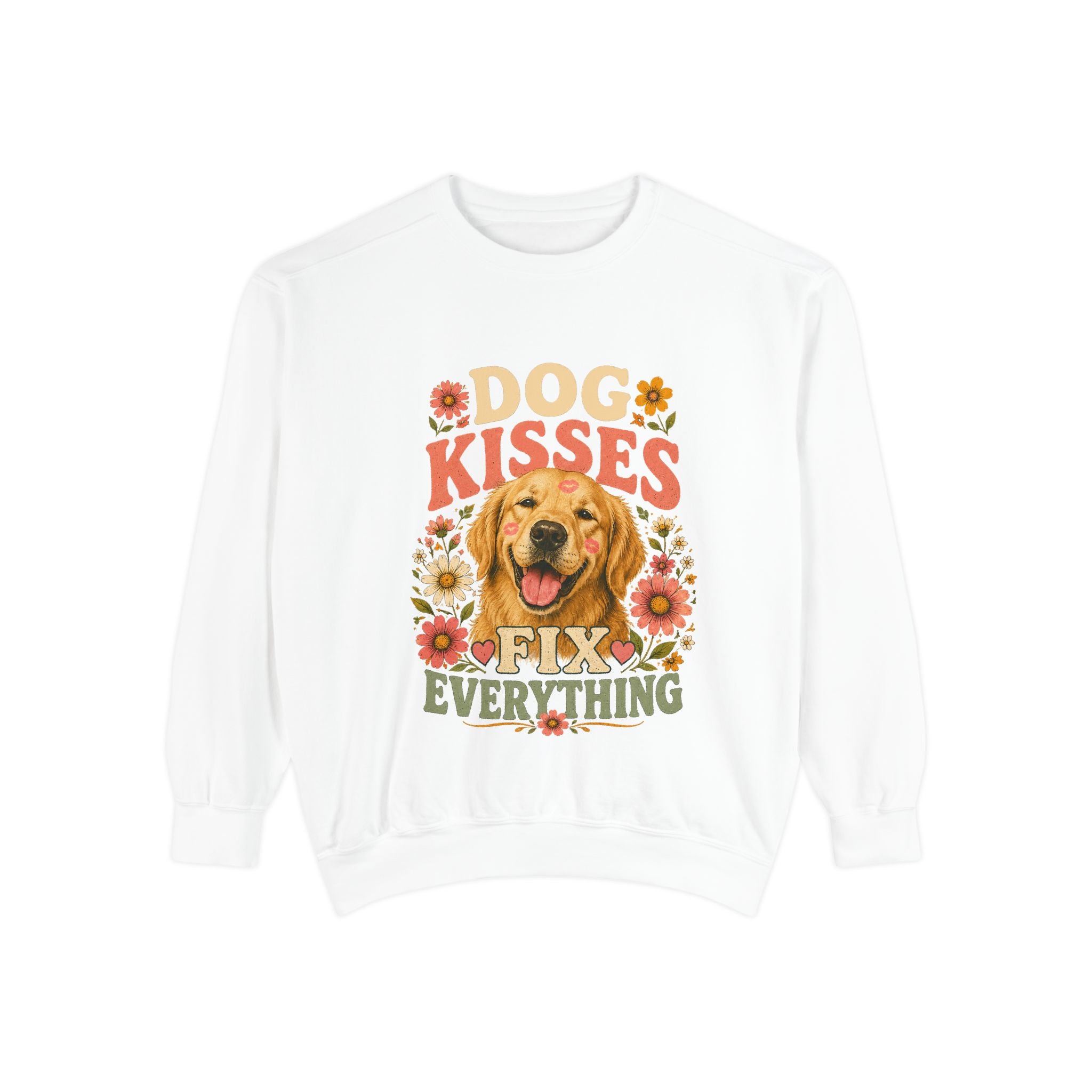 Dog Kisses Fix Everything Comfort Colors Sweatshirt – Retro Dog Lover Crewneck