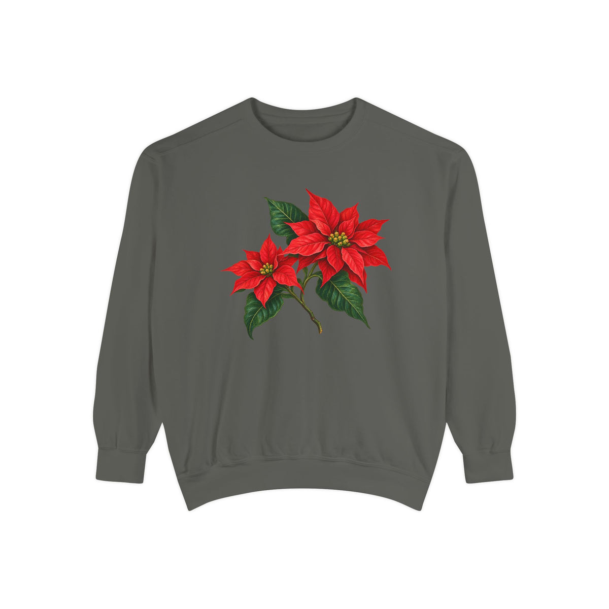 Poinsettia sweatshirt in Pepper, front view