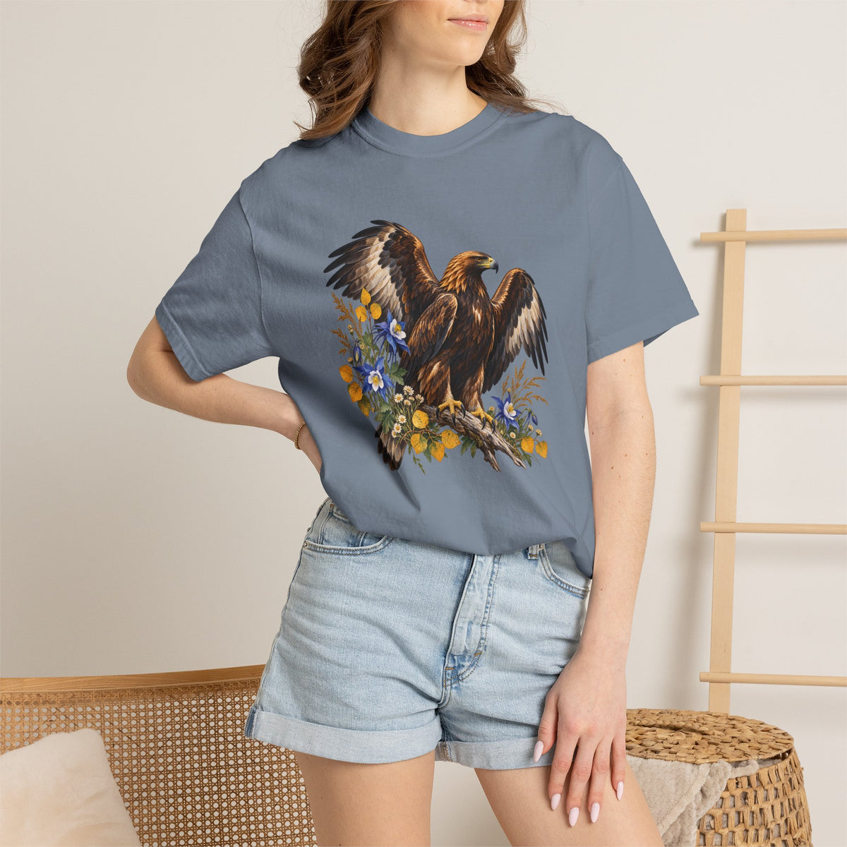 Golden Eagle & Columbine T-Shirt — Garment-Dyed Cotton