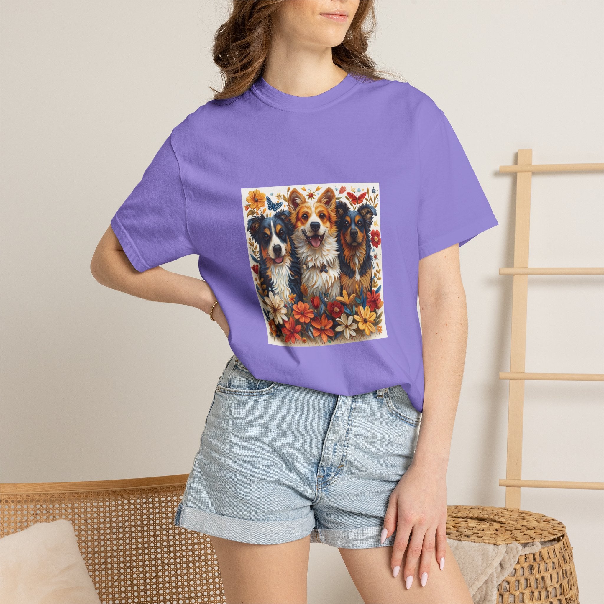 Dog Lover - Floral Three Dogs Tee