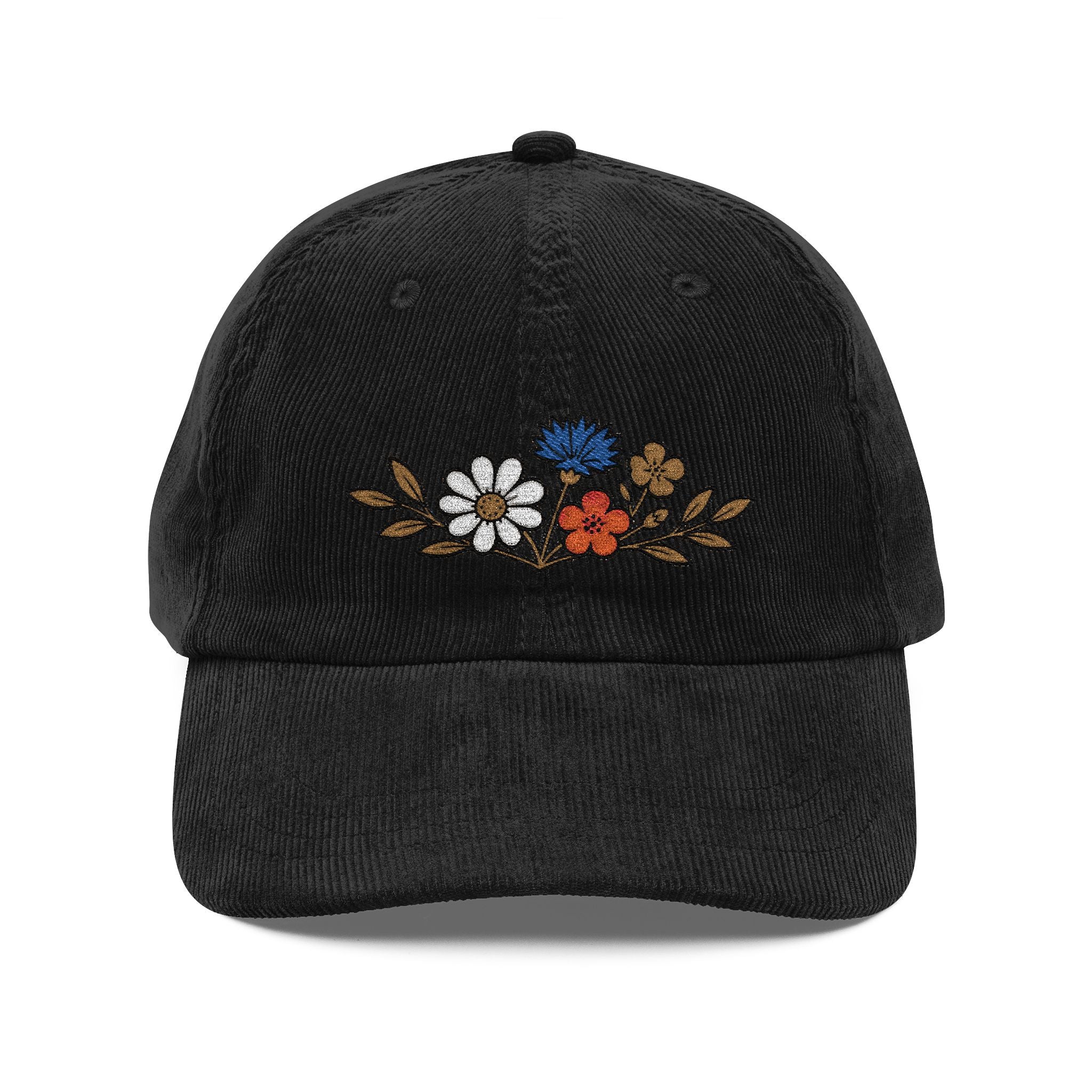 Wildflower Sprig — Embroidered Corduroy Hat