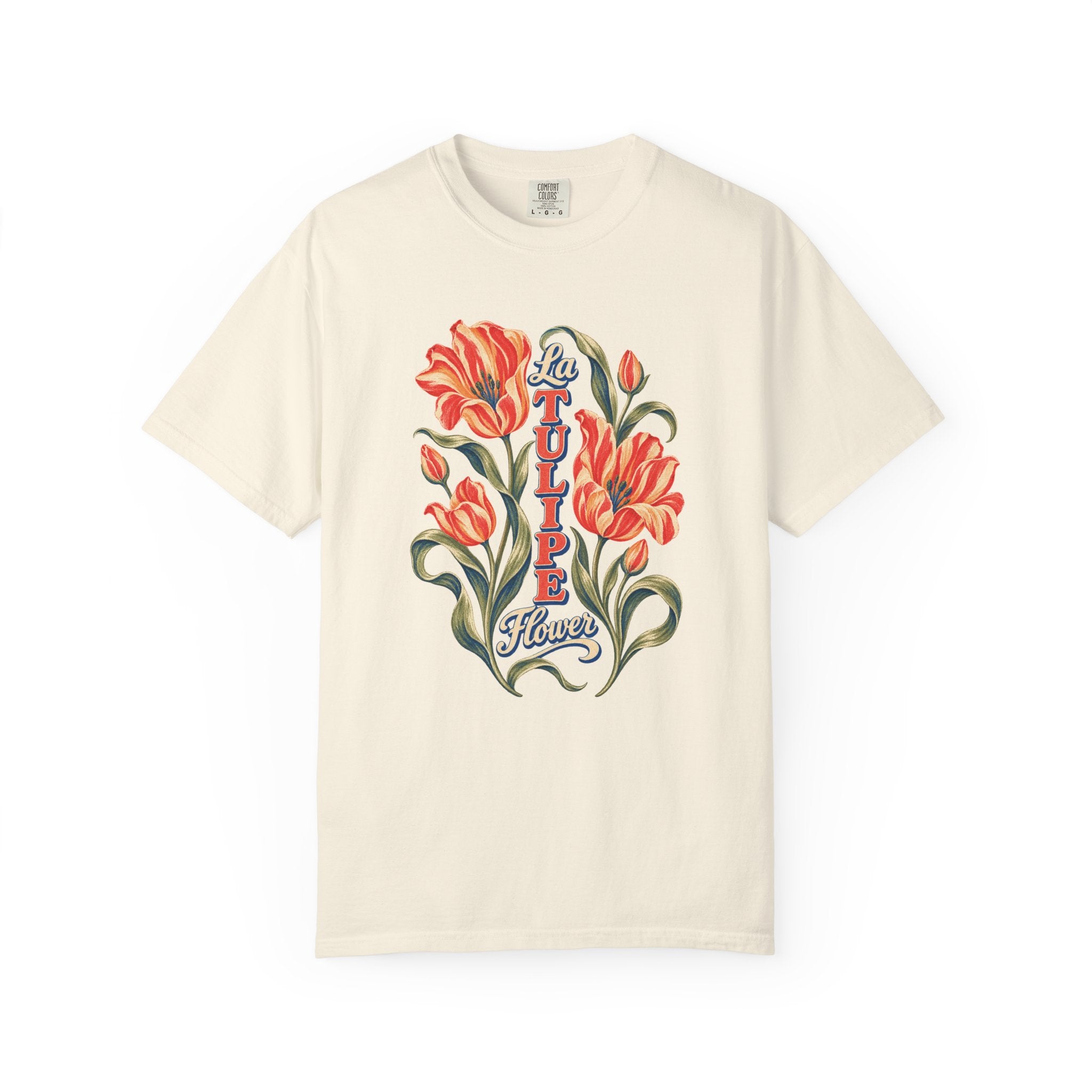 La Tulipe Vintage Flower T-Shirt — Garment-Dyed Cotton