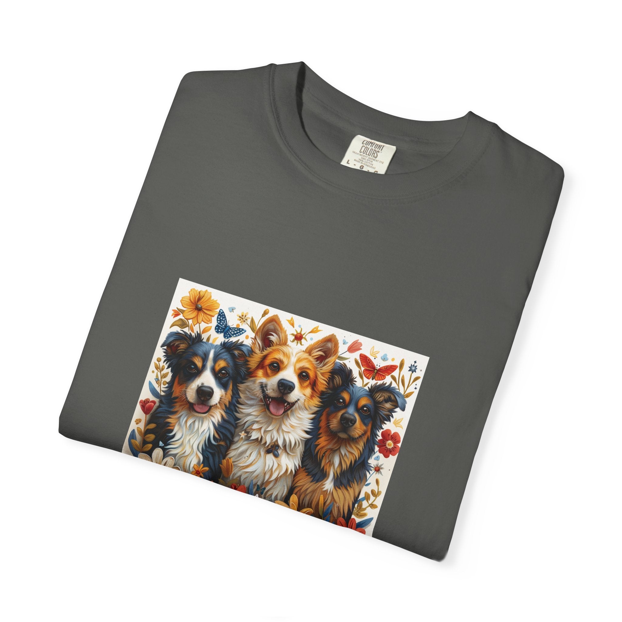 Dog Lover - Floral Three Dogs Tee