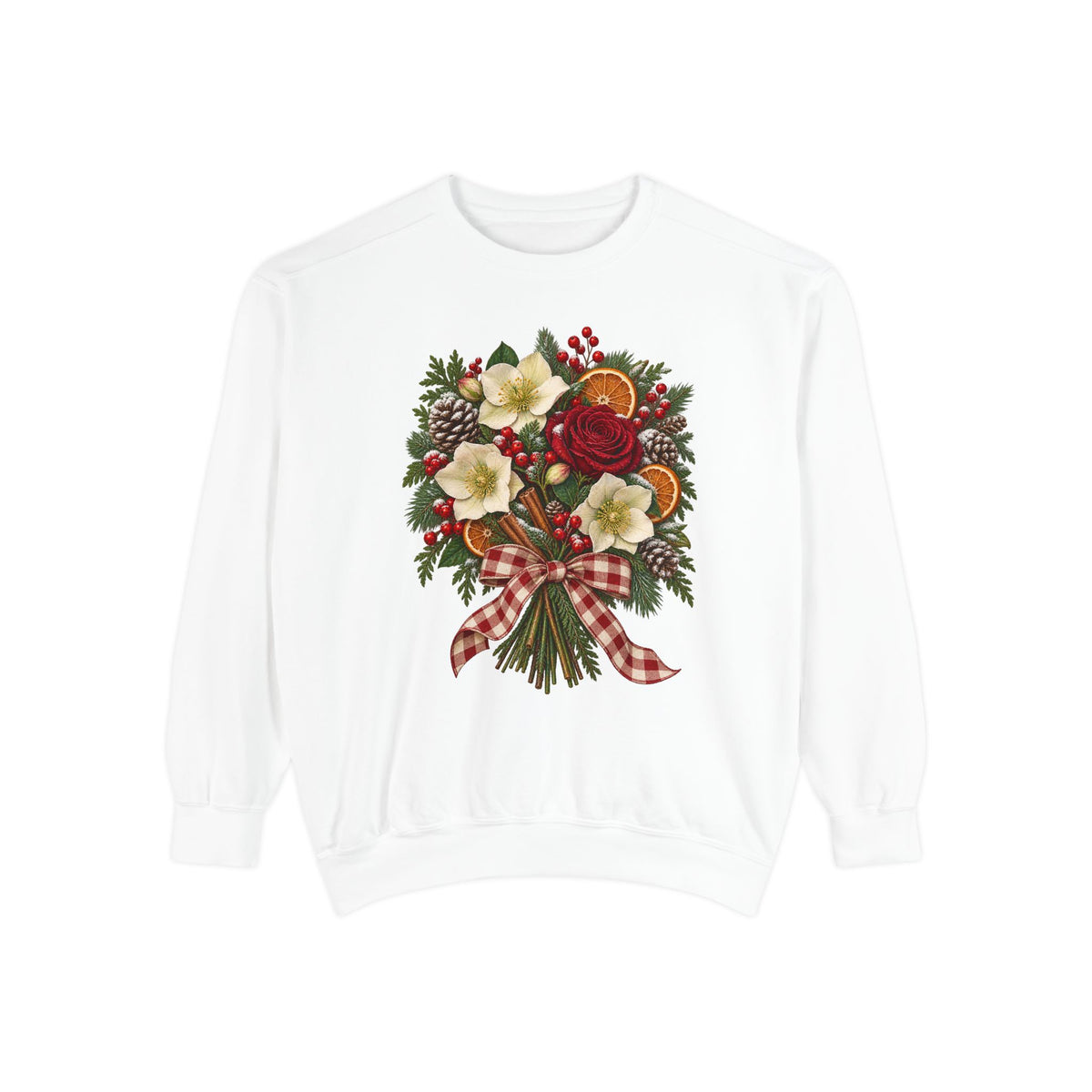 Winter bouquet sweatshirt in White, front view