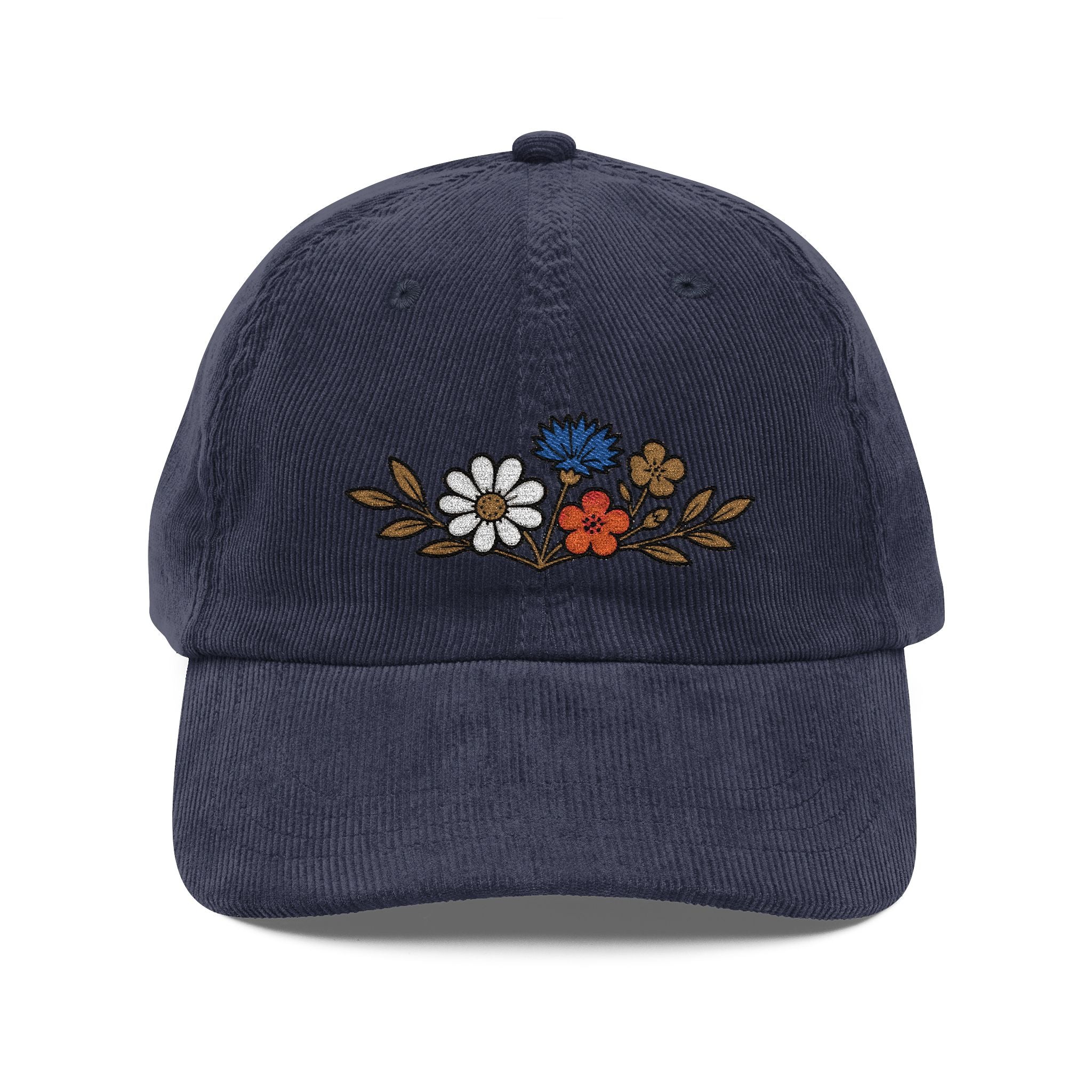 Wildflower Sprig — Embroidered Corduroy Hat