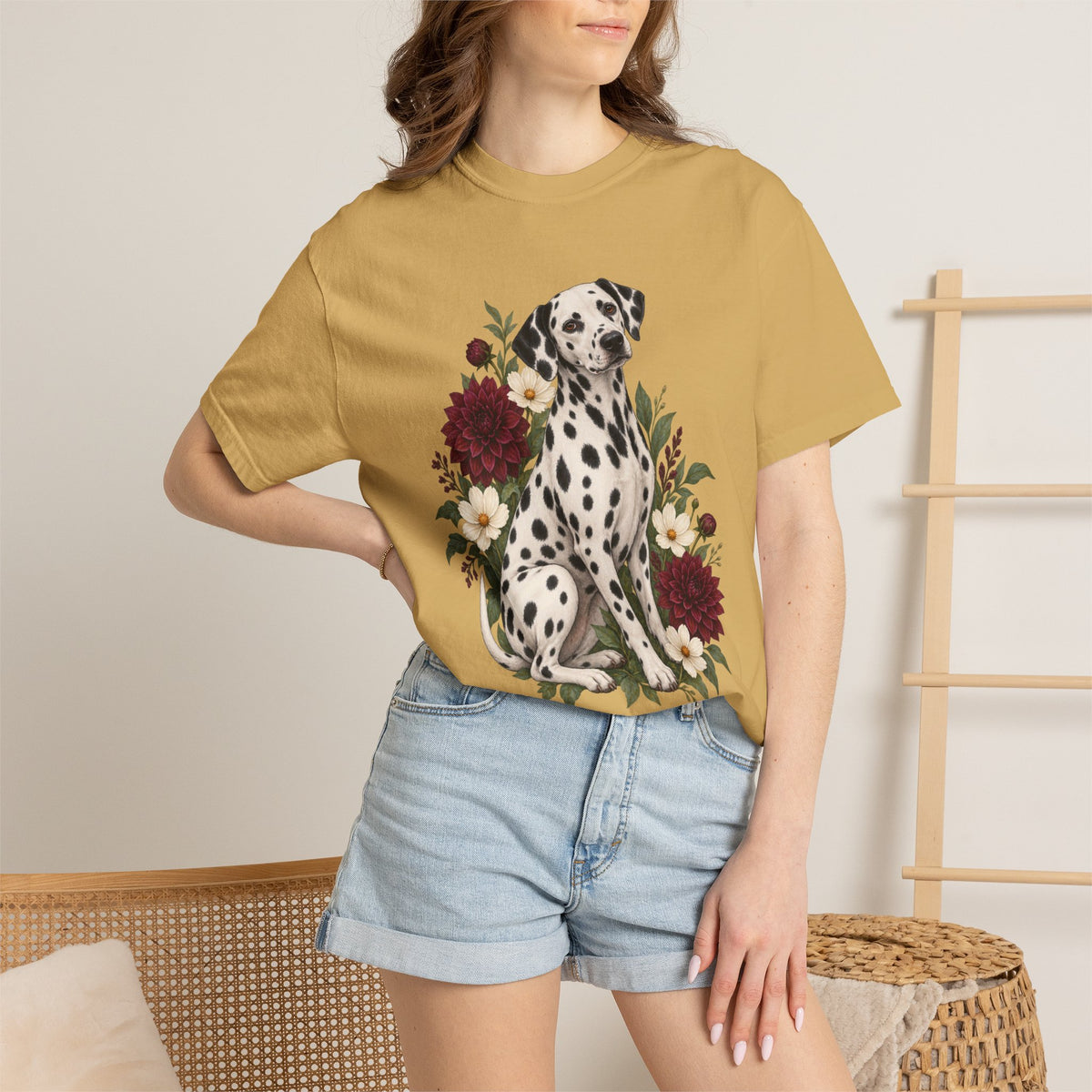 Dalmatian & Dahlia T-Shirt — Garment-Dyed Cotton