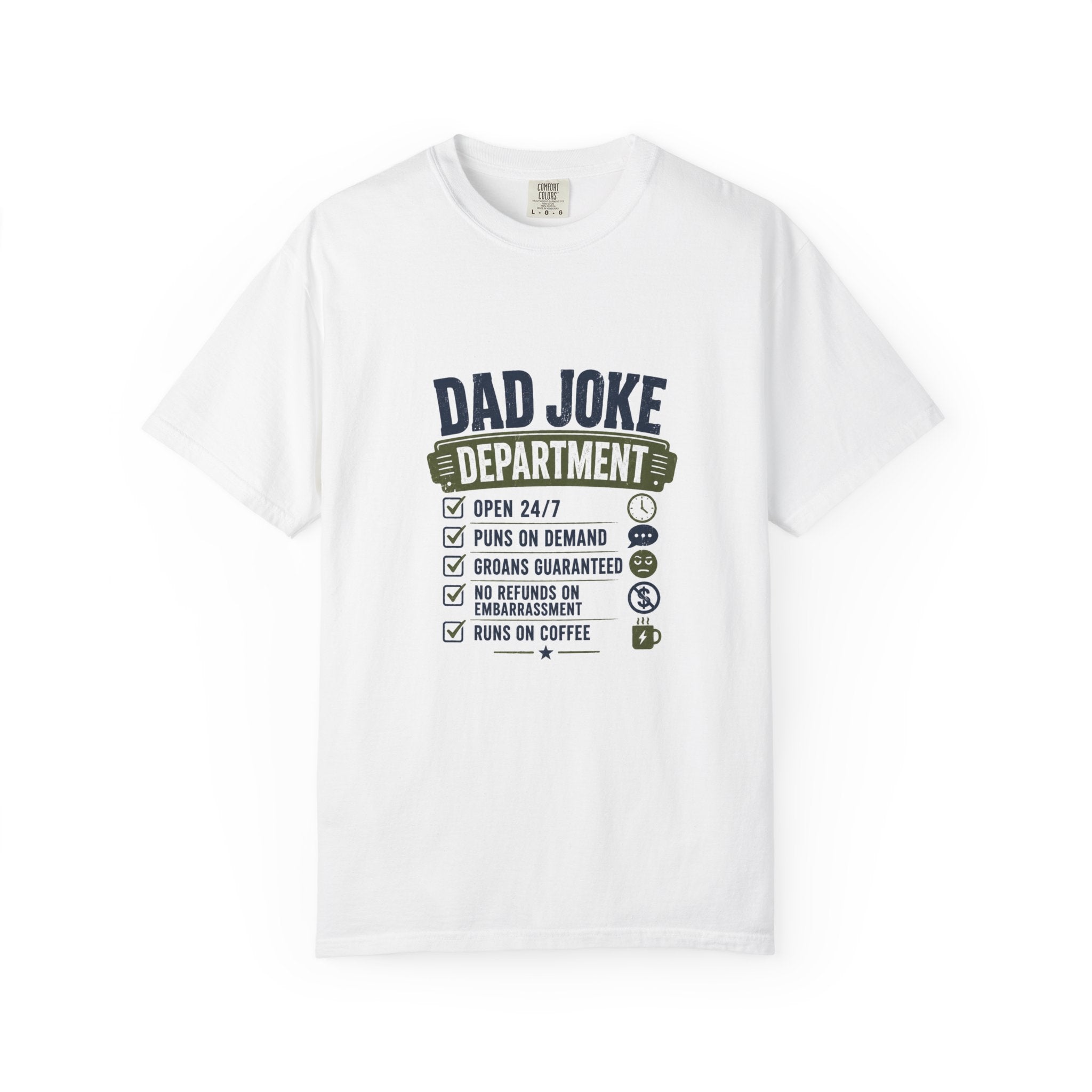 Dad Joke Department funny dad shirt front view