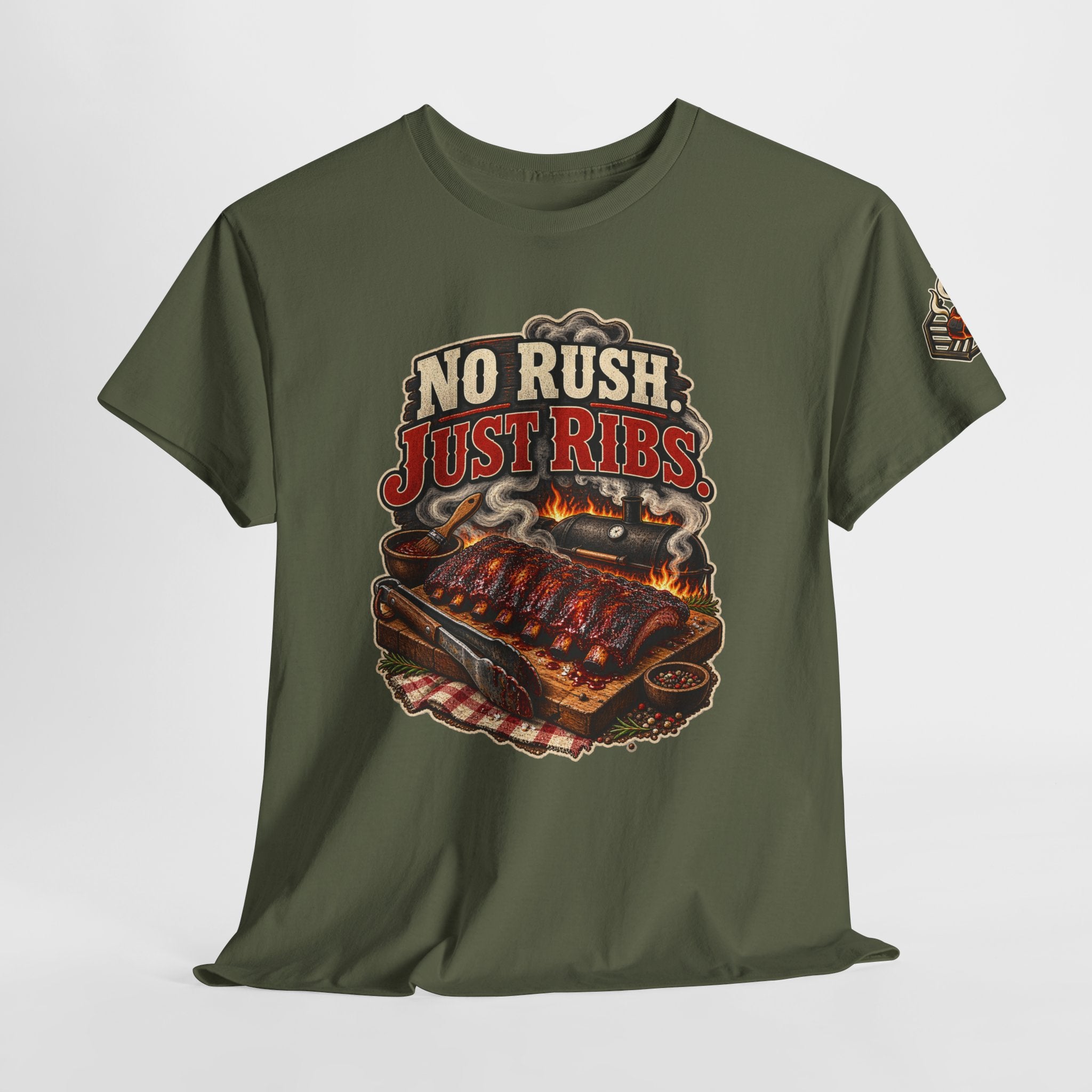 No Rush. Just Ribs. BBQ T-Shirt — Heavy Cotton