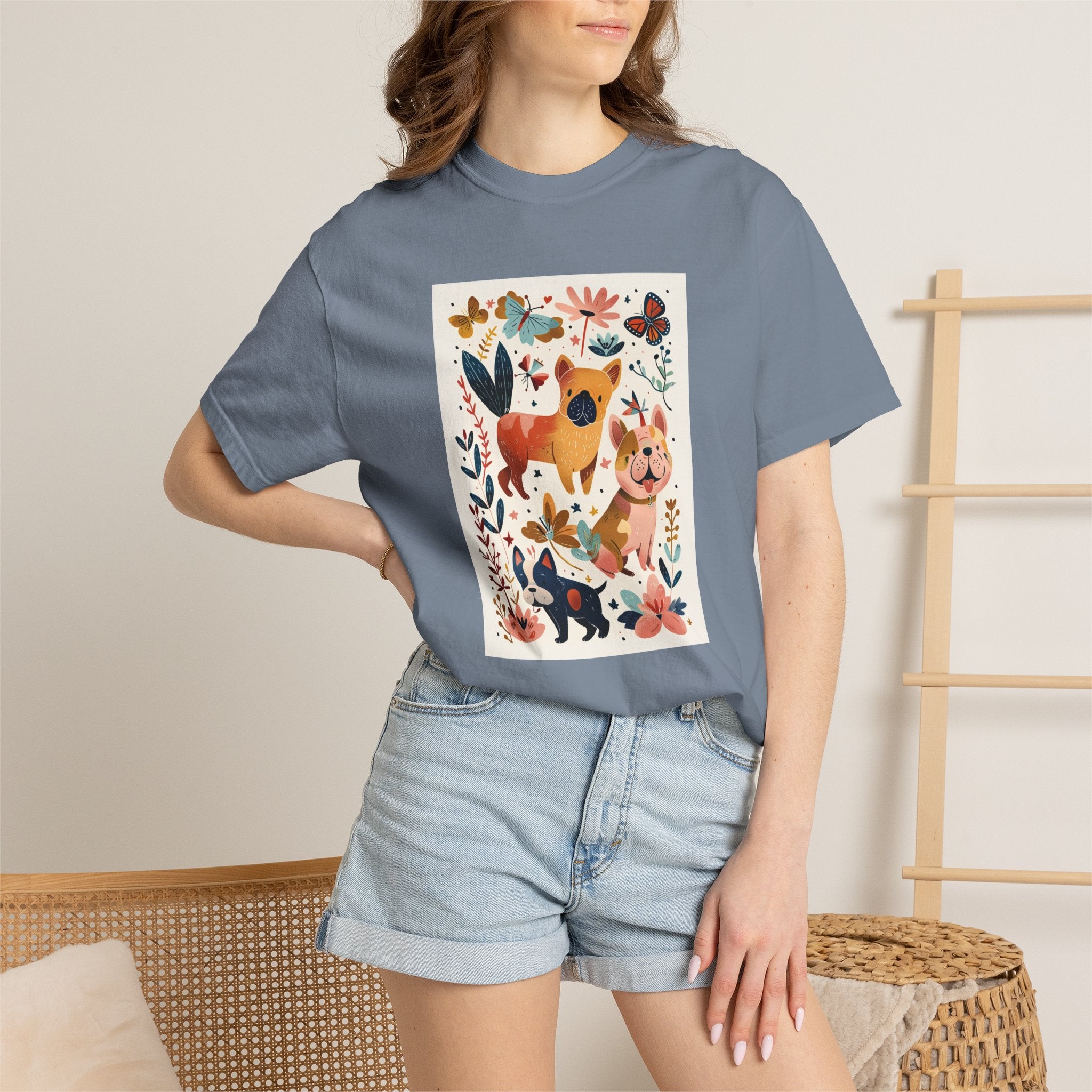 Folk Art Frenchies - French Bulldog Tee