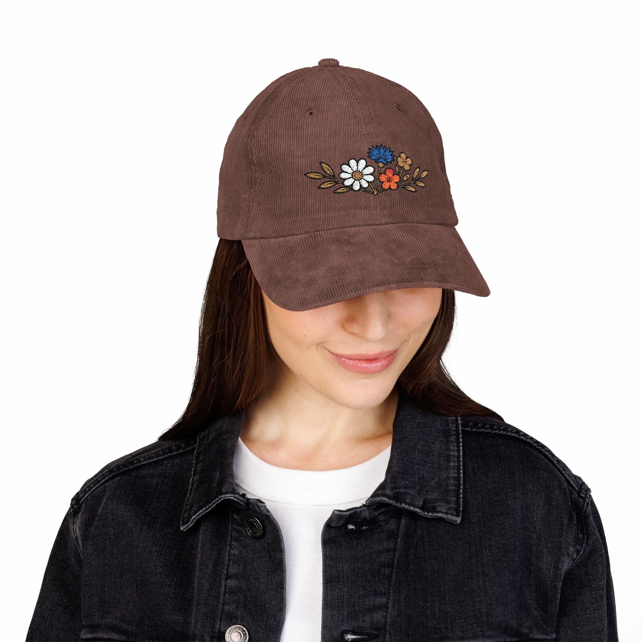 Wildflower Sprig — Embroidered Corduroy Hat