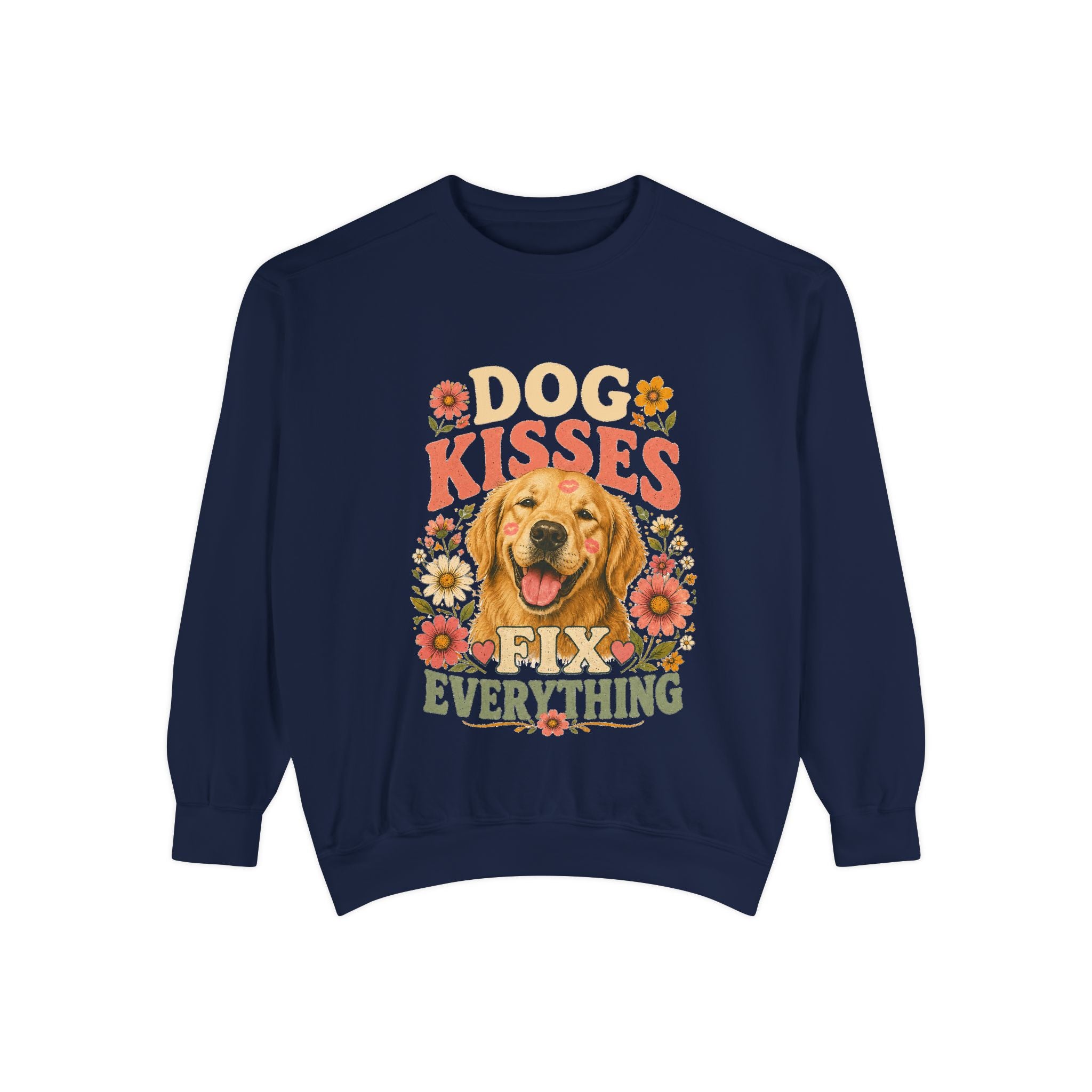 Dog Kisses Fix Everything Comfort Colors Sweatshirt – Retro Dog Lover Crewneck