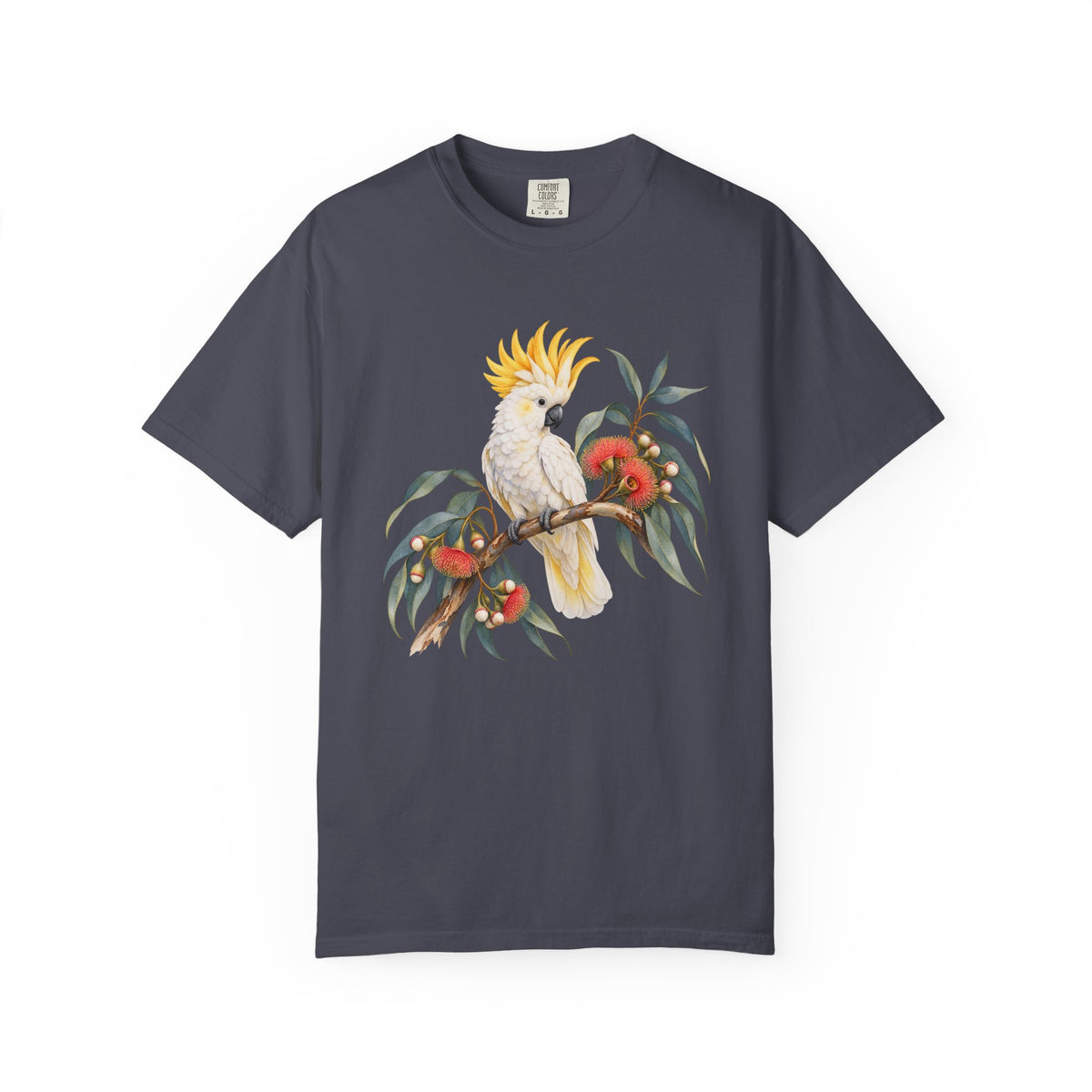 Cockatoo & Gum Blossom T-Shirt — eucalyptus stamens artwork close-up