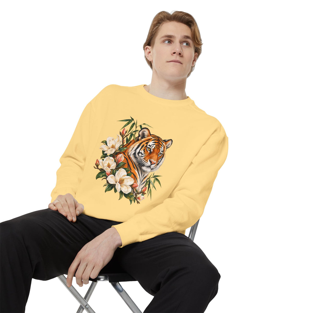 Tiger, Magnolia & Bamboo Sweatshirt — Garment-Dyed Fleece