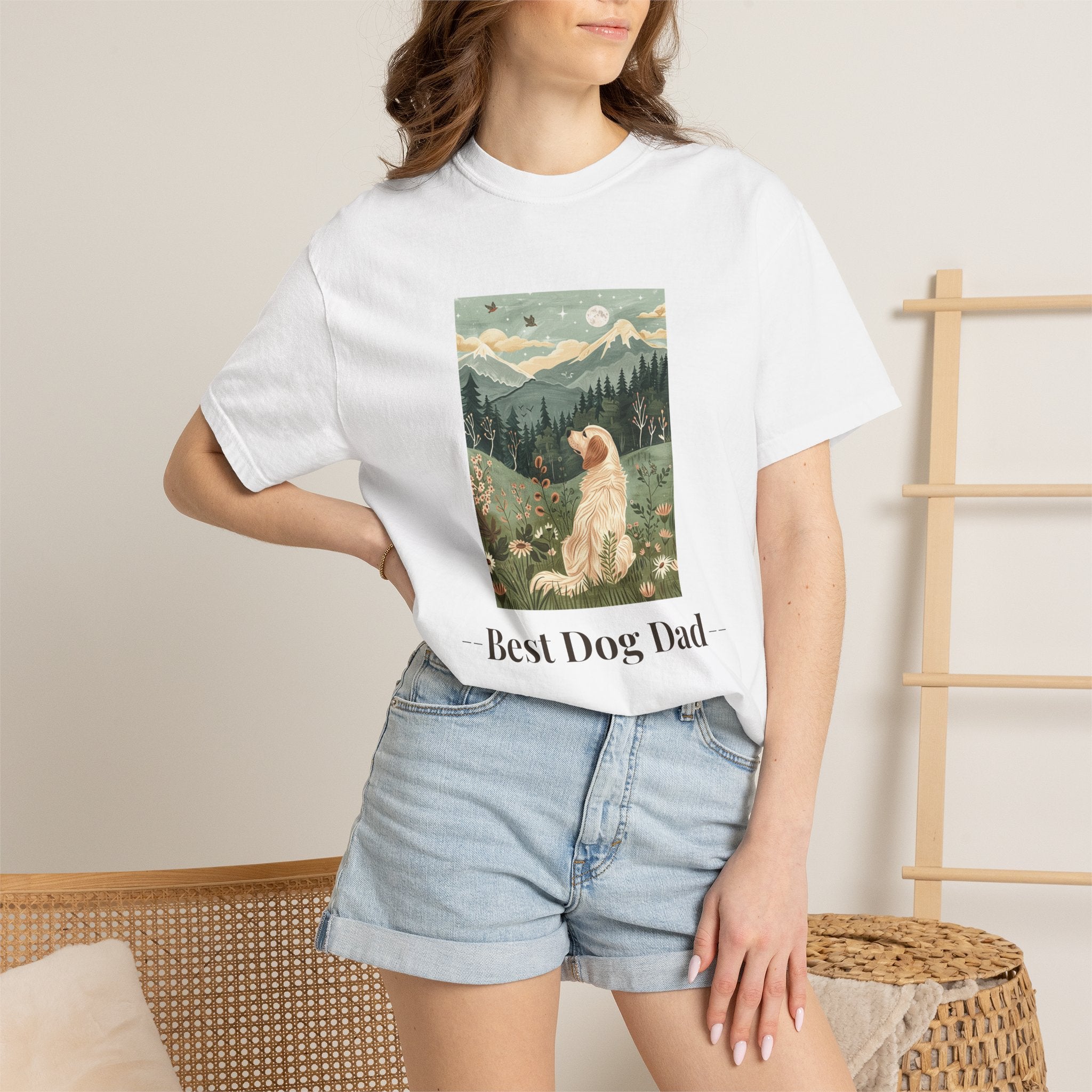 Best Dog Dad - Folk Art Golden Retriever