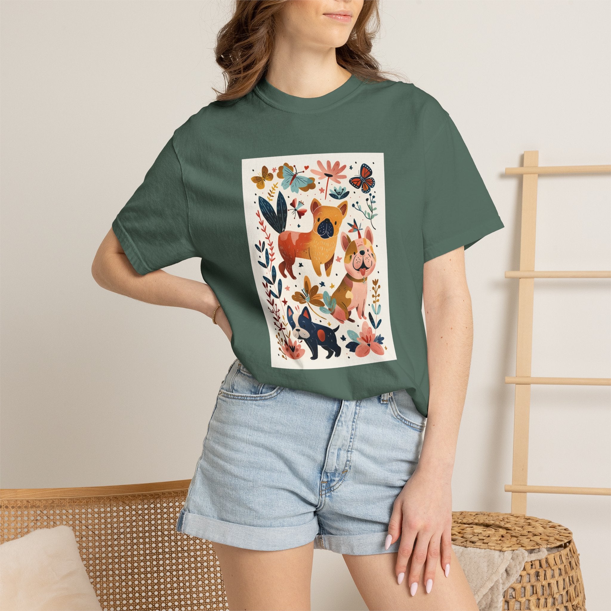 Folk Art Frenchies - French Bulldog Tee