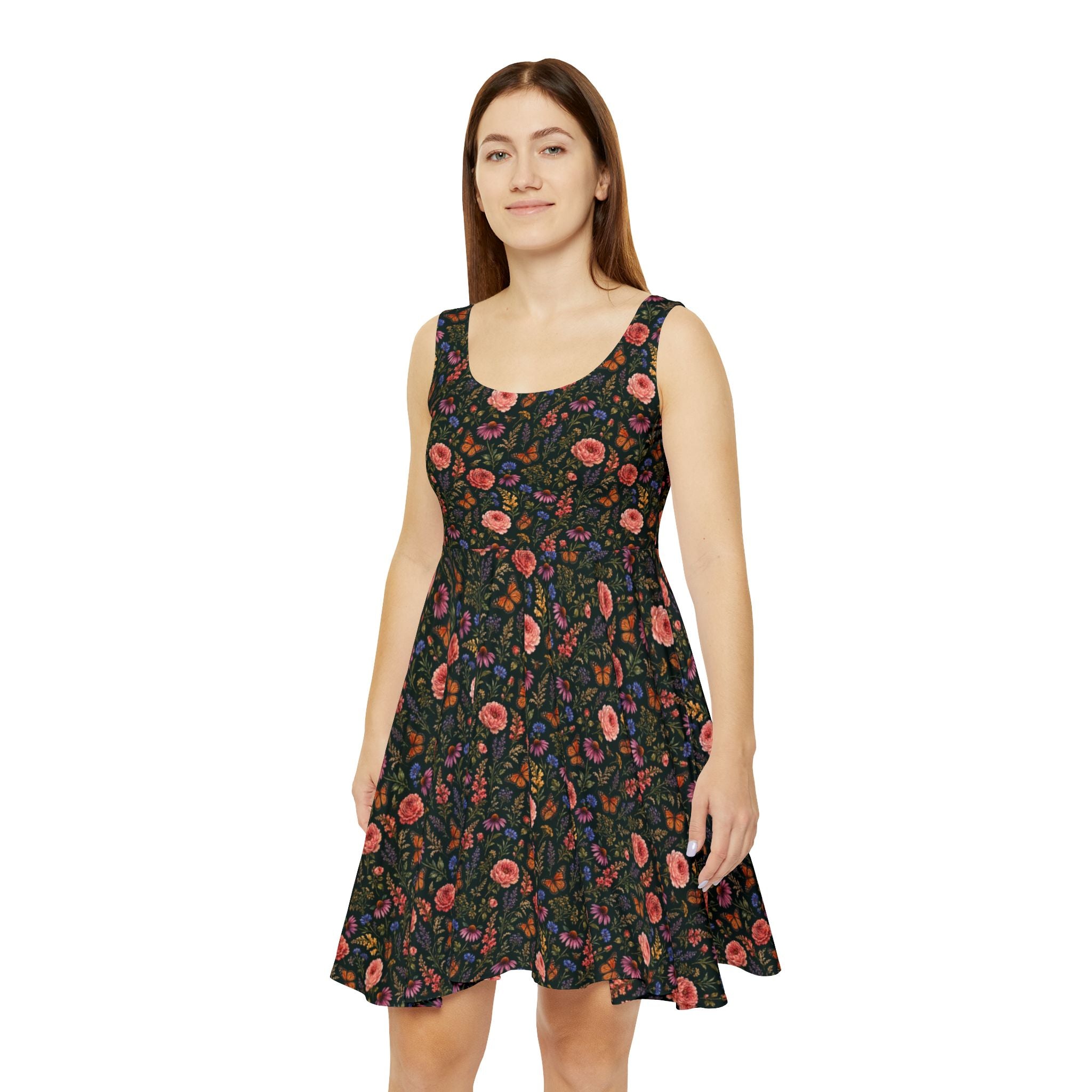 Midnight Meadow Watercolor Wildflower Dress