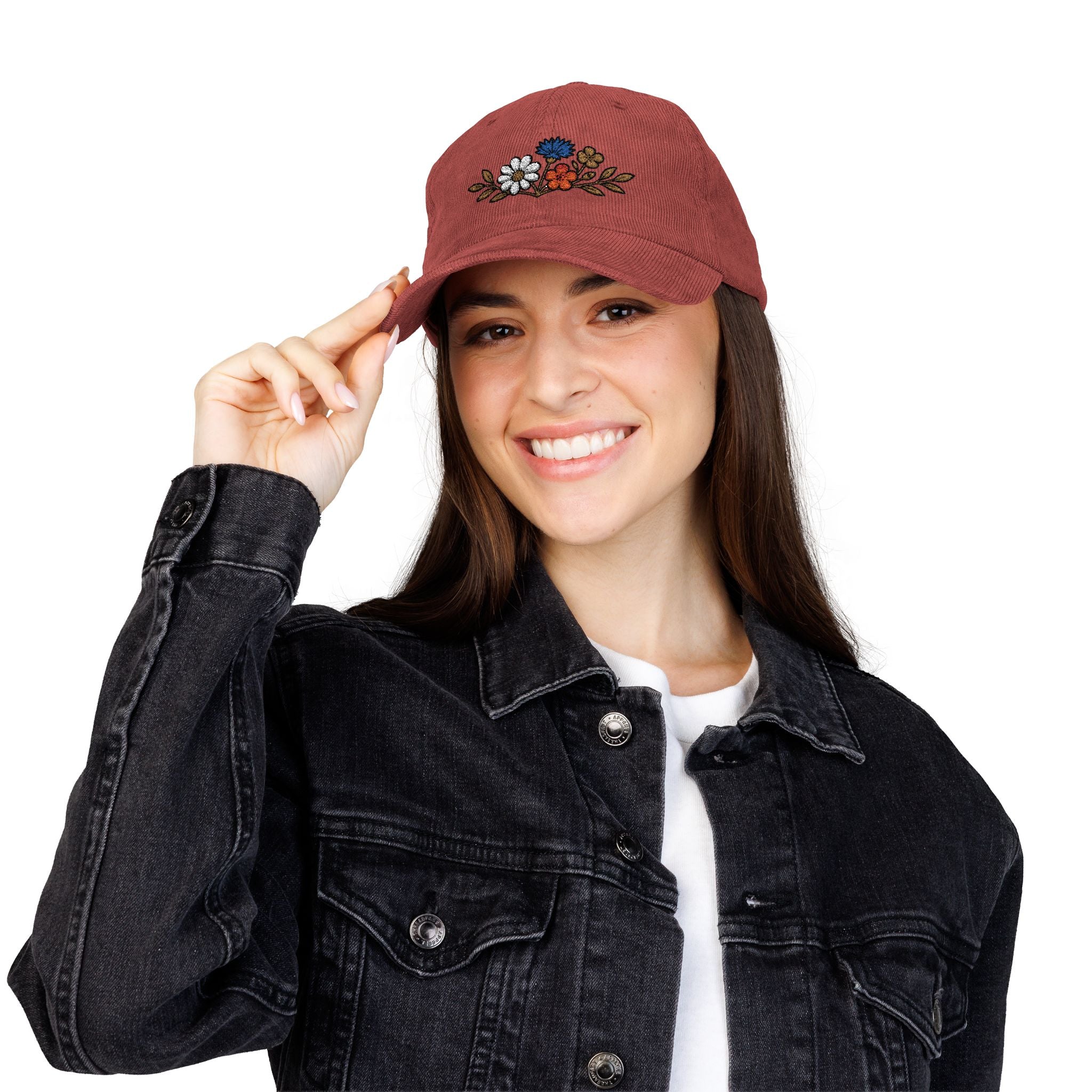 Wildflower Sprig — Embroidered Corduroy Hat
