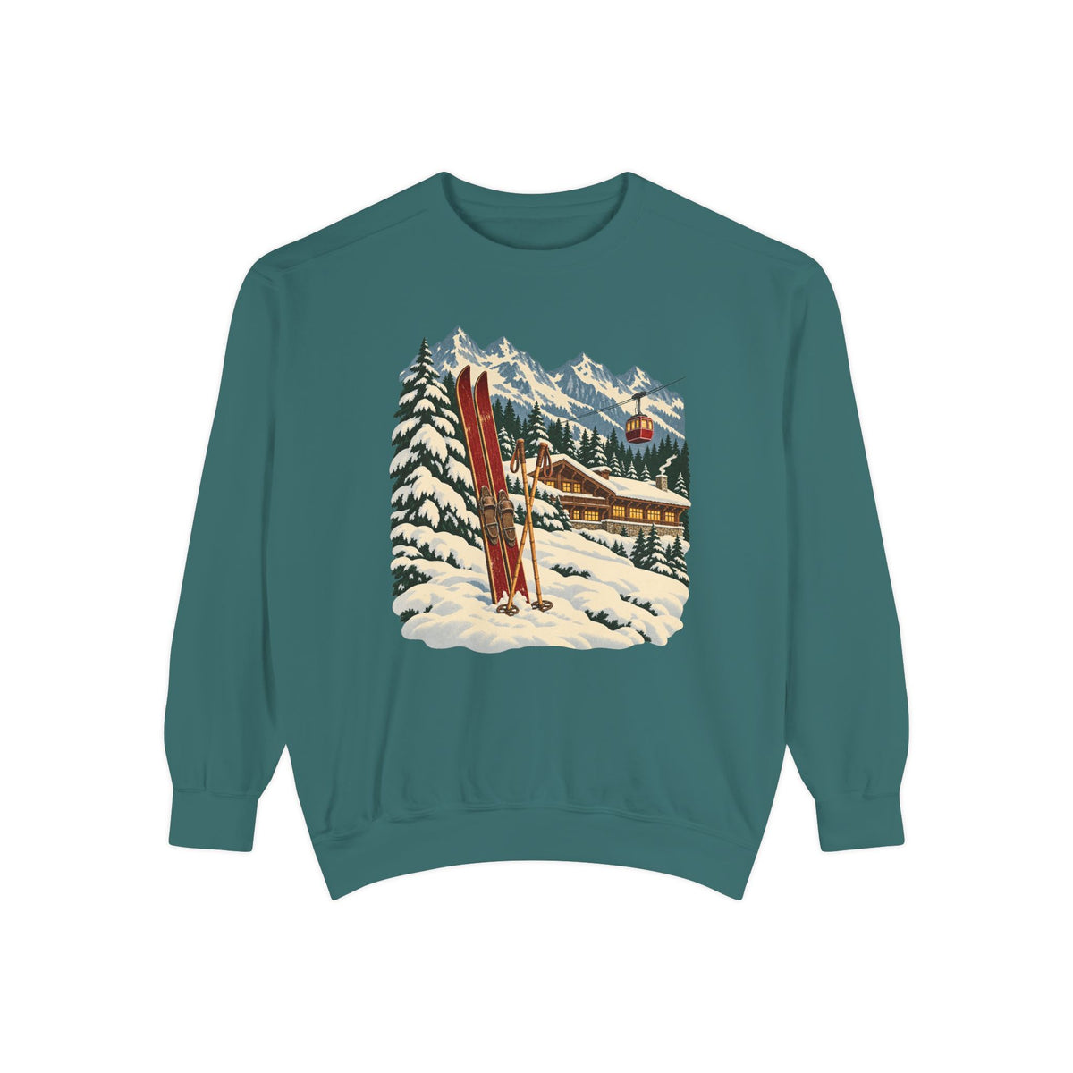 Apres ski sweatshirt in Blue Spruce, front view