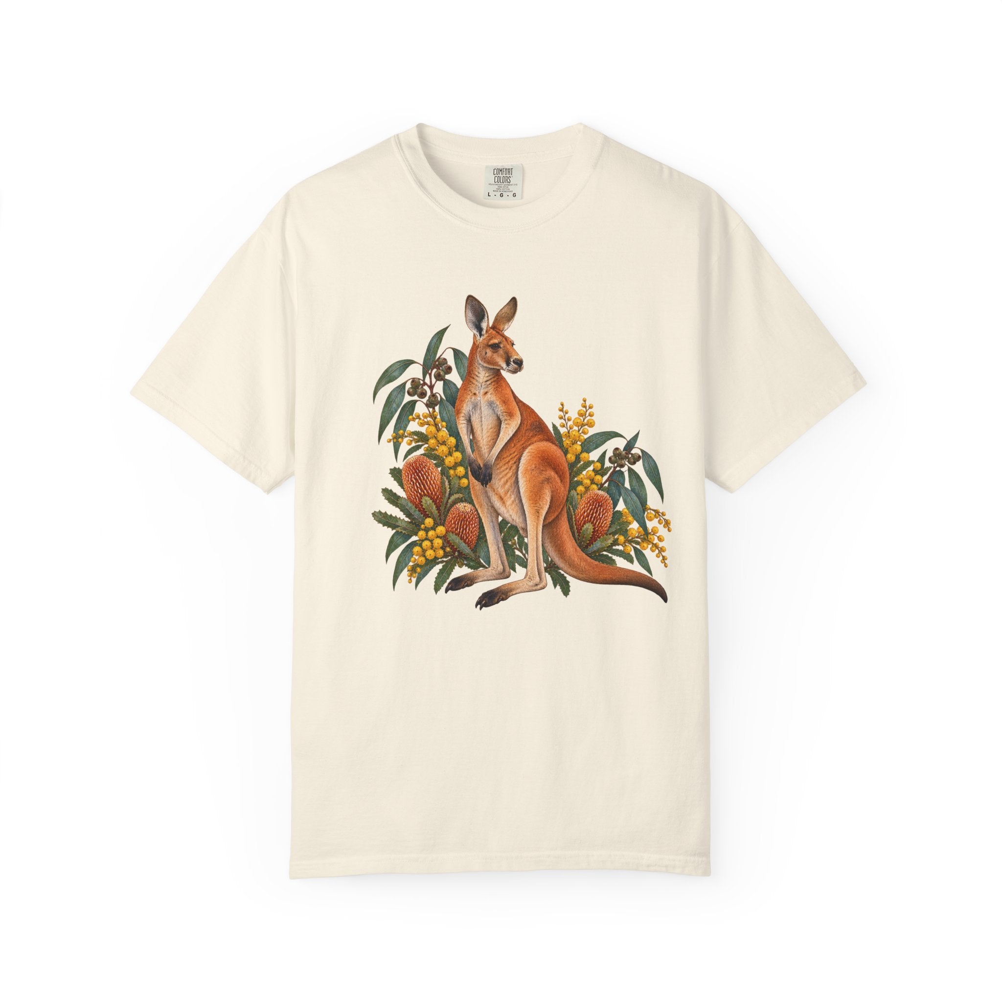 Kangaroo, Wattle & Banksia T-Shirt — Garment-Dyed Cotton