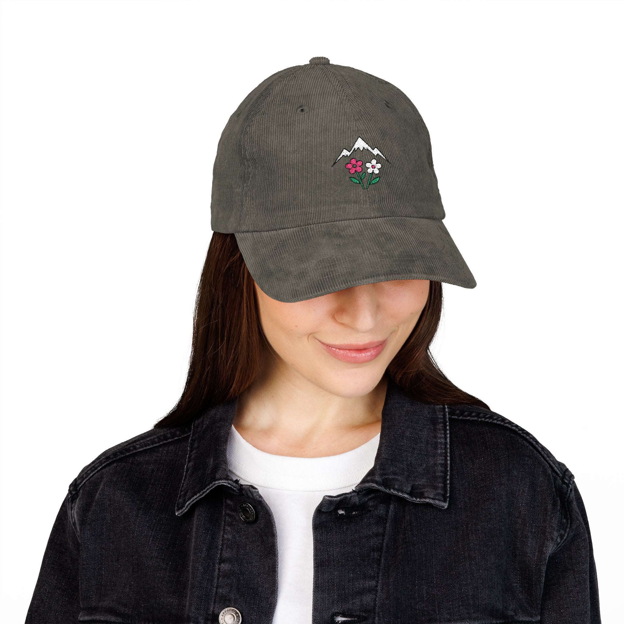 Mountains & Wildflowers — Embroidered Corduroy Hat