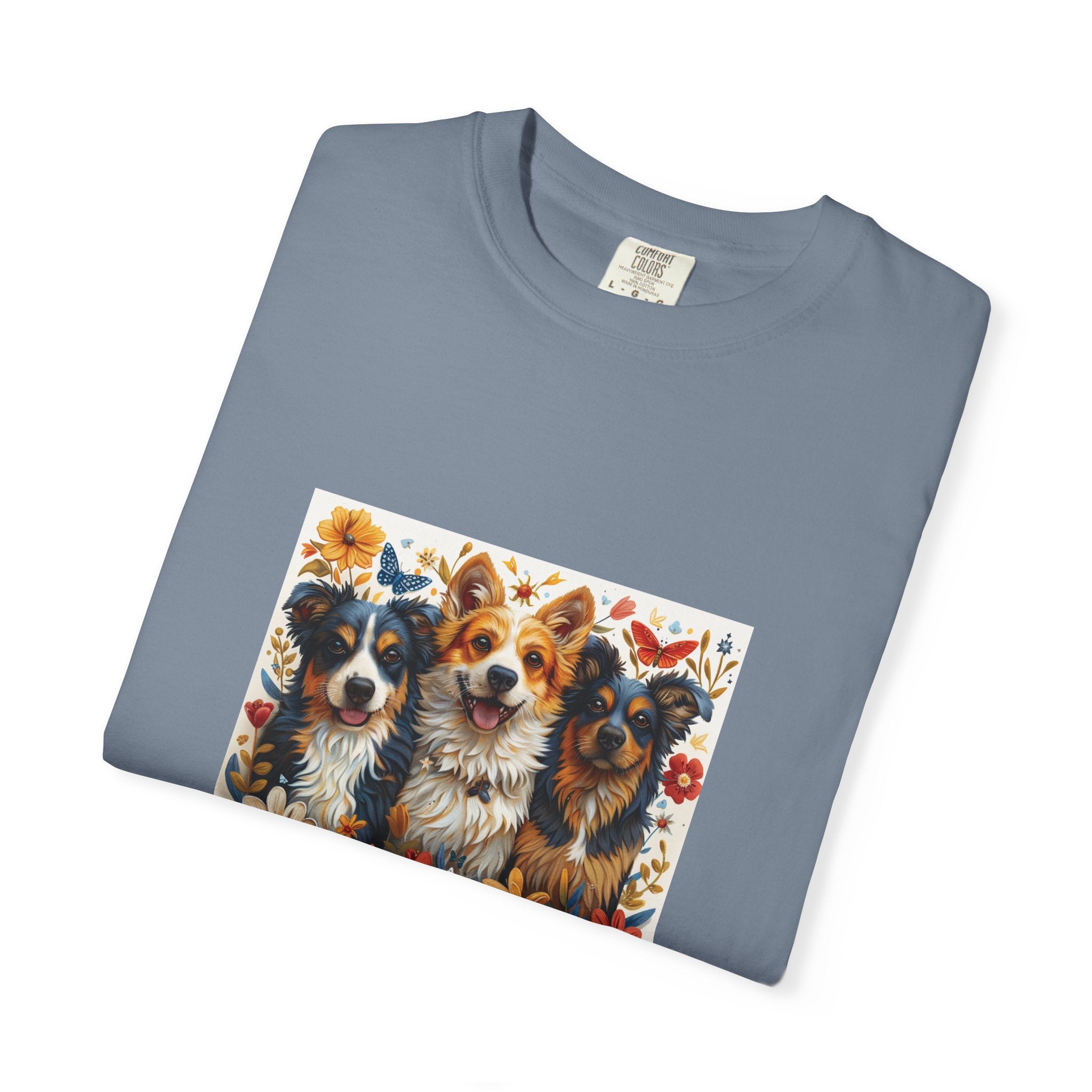 Dog Lover - Floral Three Dogs Tee
