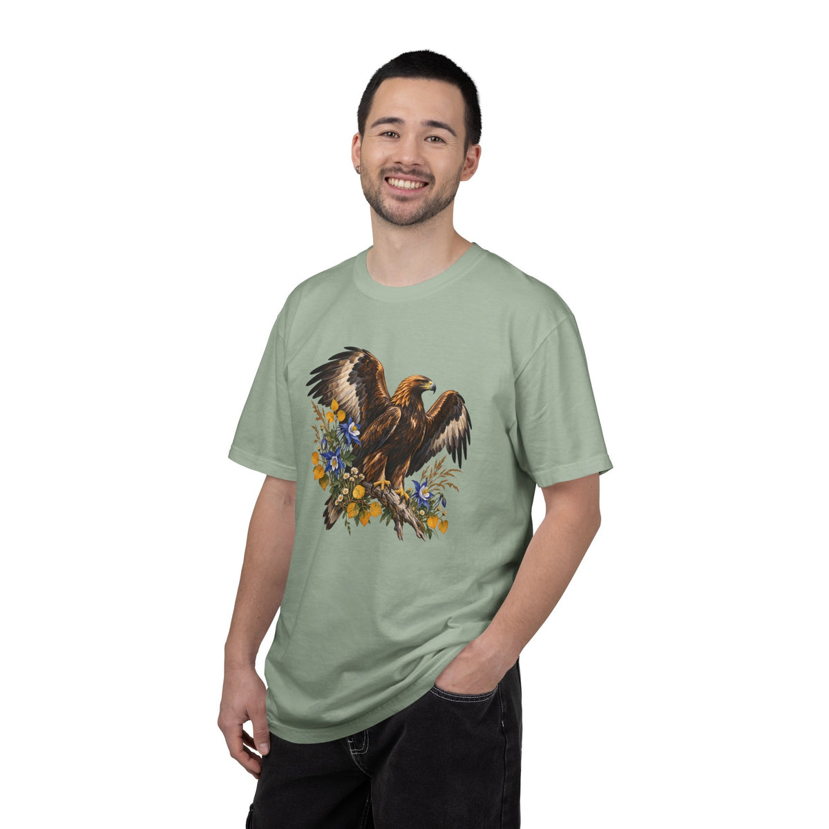 Golden Eagle & Columbine T-Shirt — Garment-Dyed Cotton