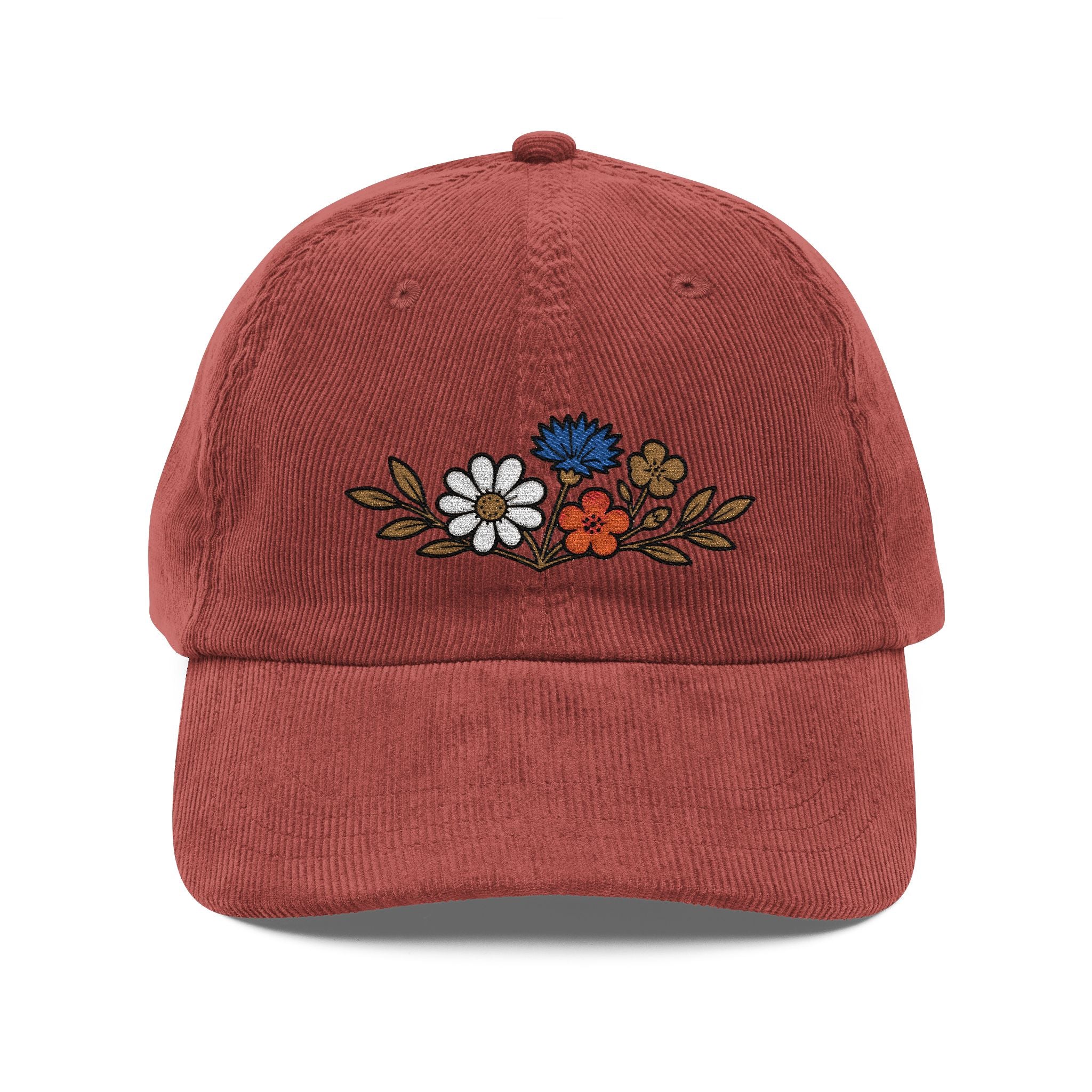 Wildflower Sprig — Embroidered Corduroy Hat