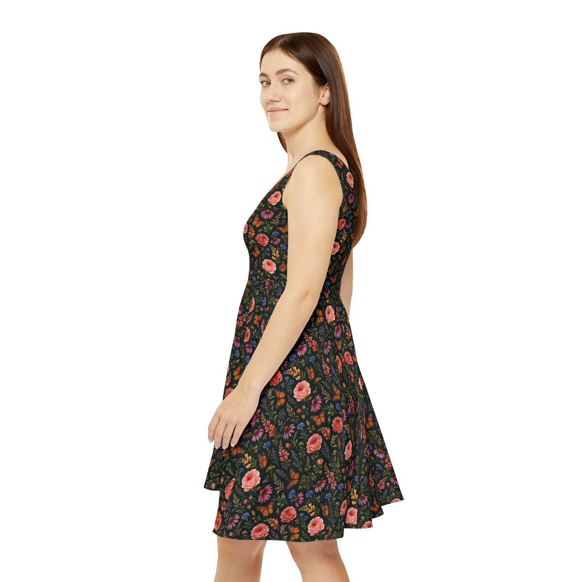 Midnight Meadow Watercolor Wildflower Dress