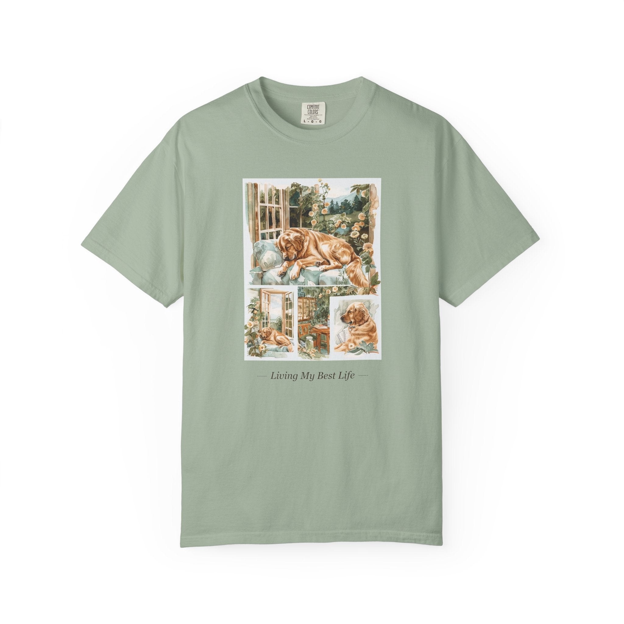Living My Best Life Golden Retriever tee alternate color