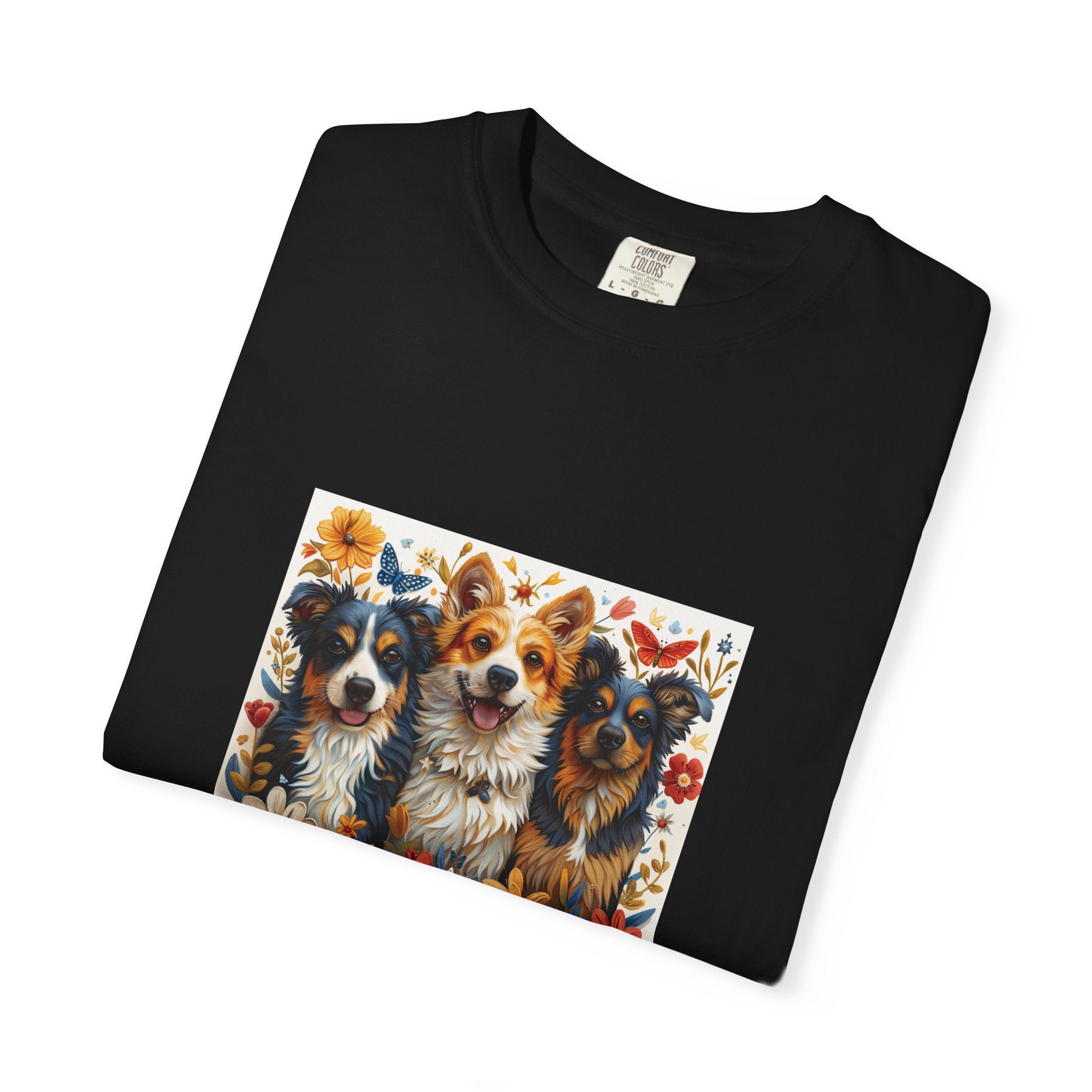 Dog Lover - Floral Three Dogs Tee