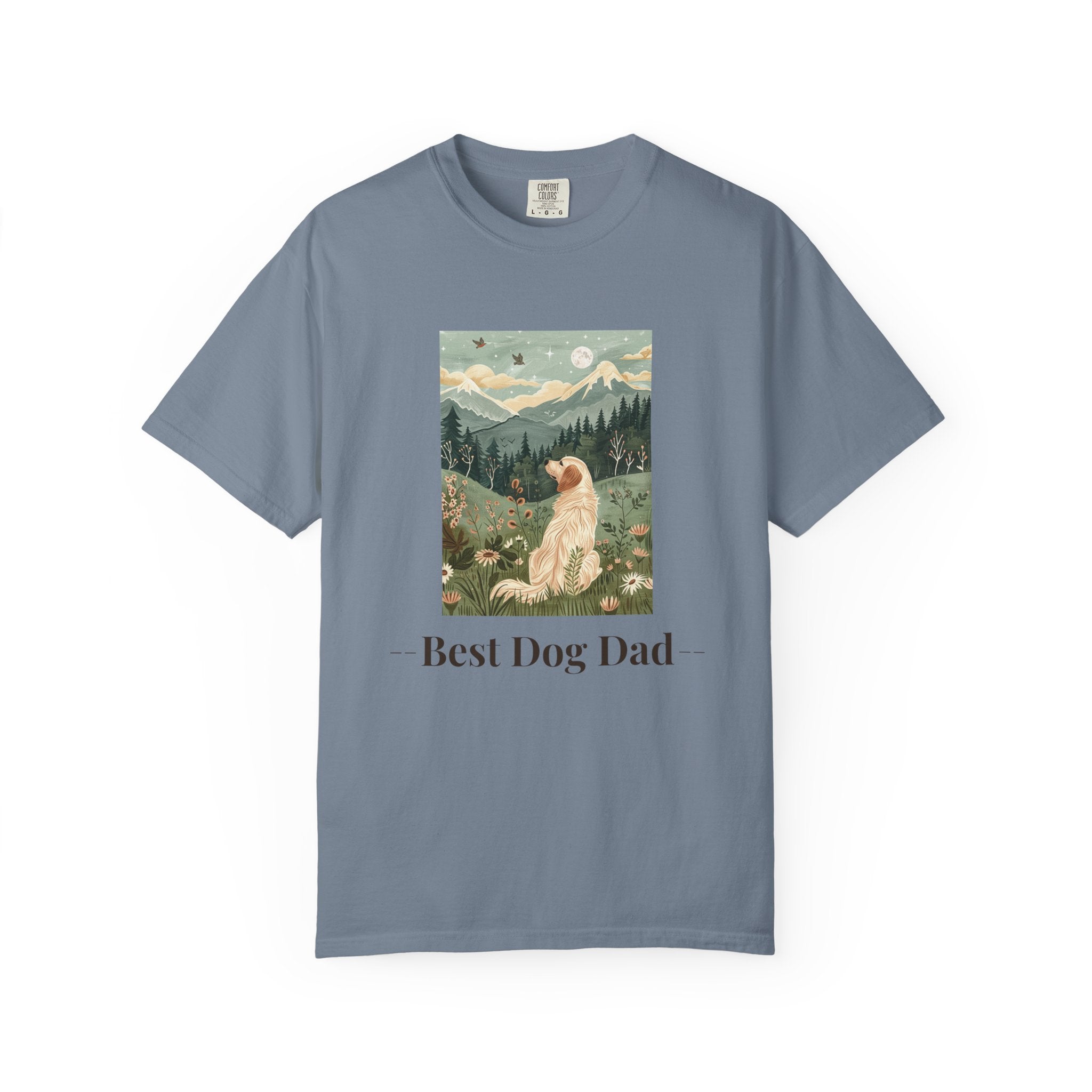 Best Dog Dad - Folk Art Golden Retriever