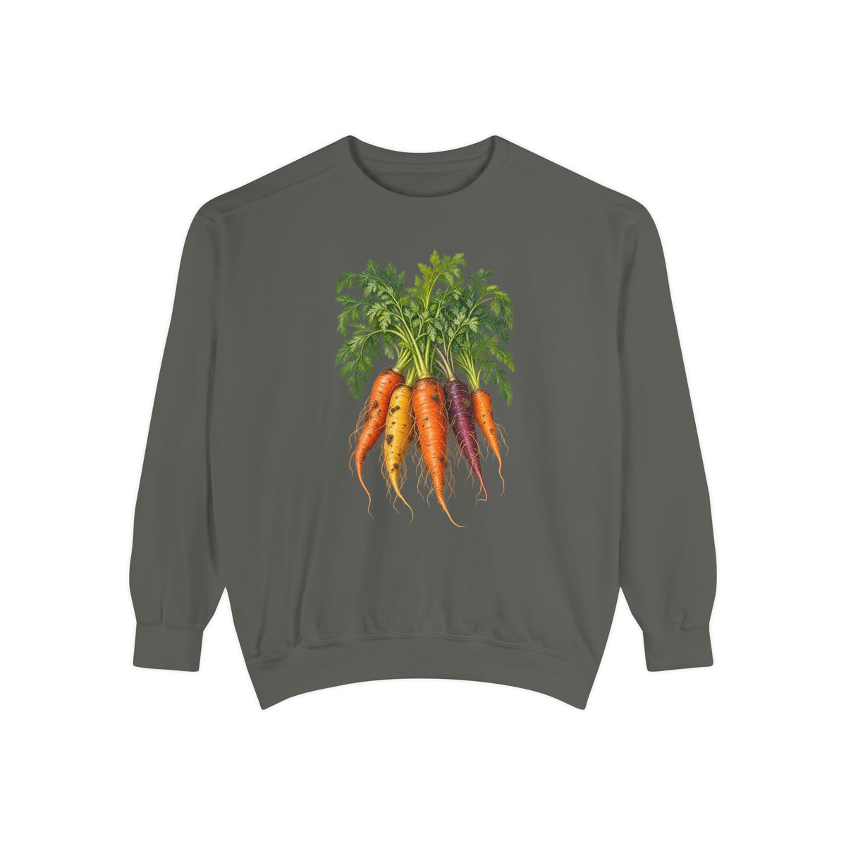 Heirloom carrot sweatshirt in Pepper, front view