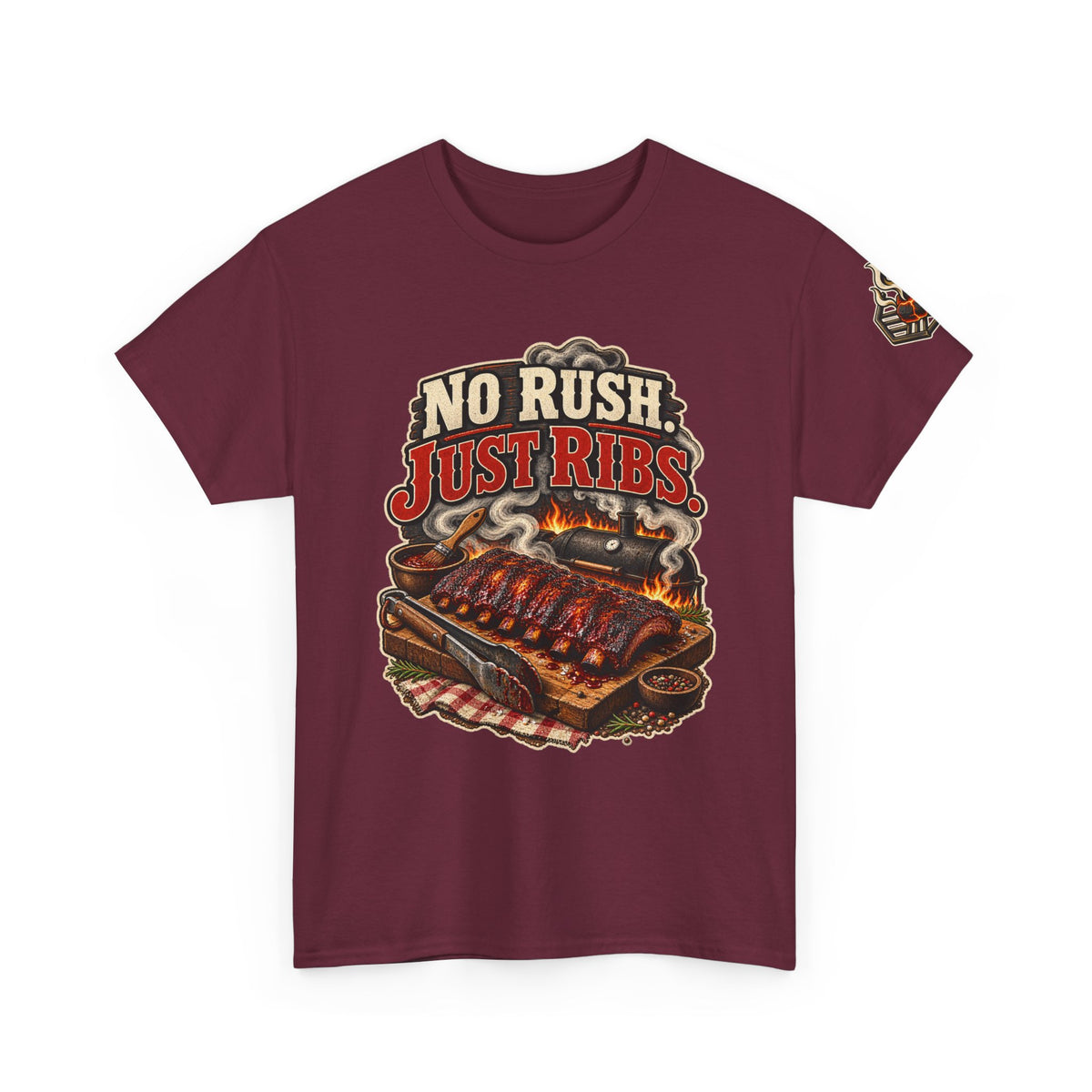 No Rush. Just Ribs. BBQ T-Shirt — Heavy Cotton
