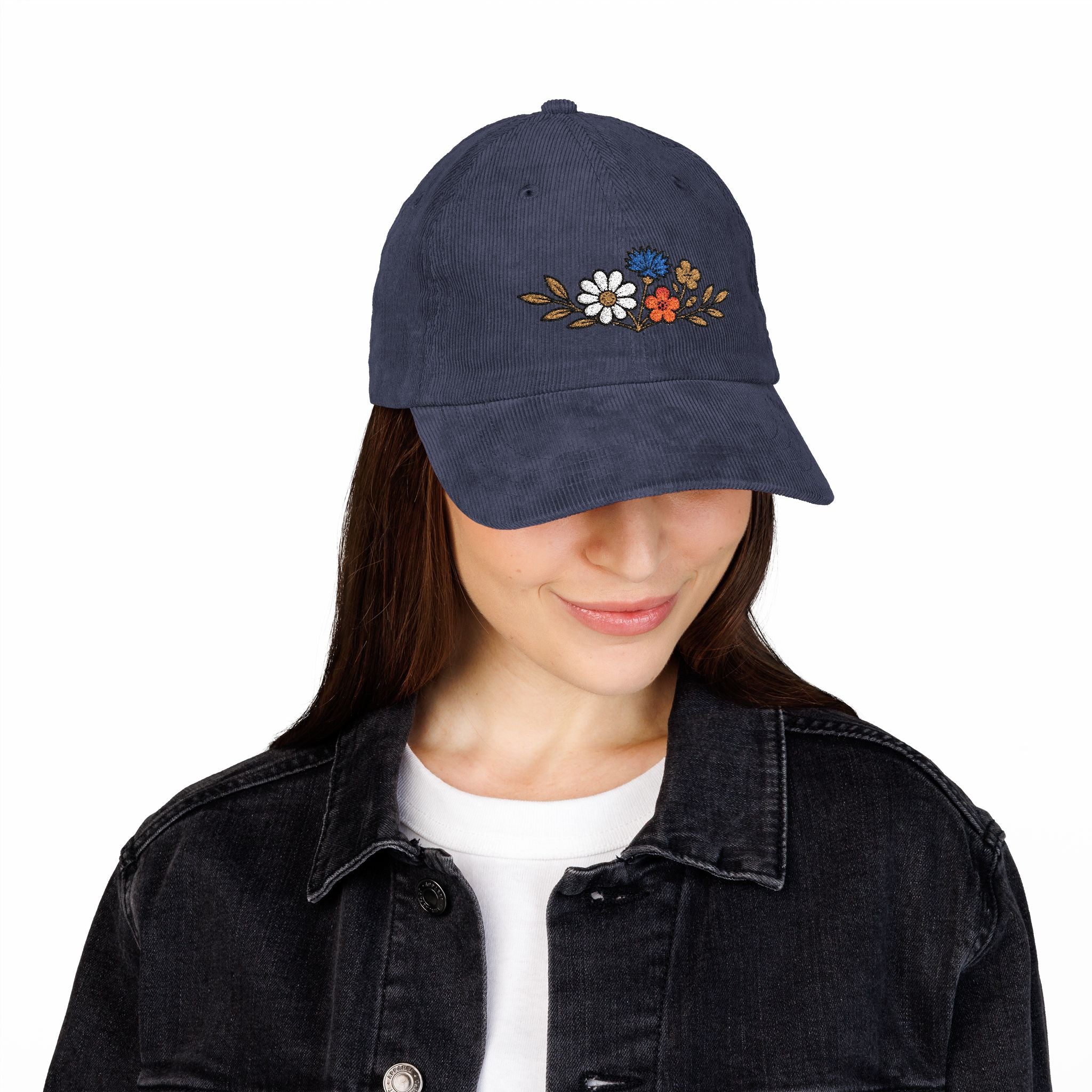 Wildflower Sprig — Embroidered Corduroy Hat