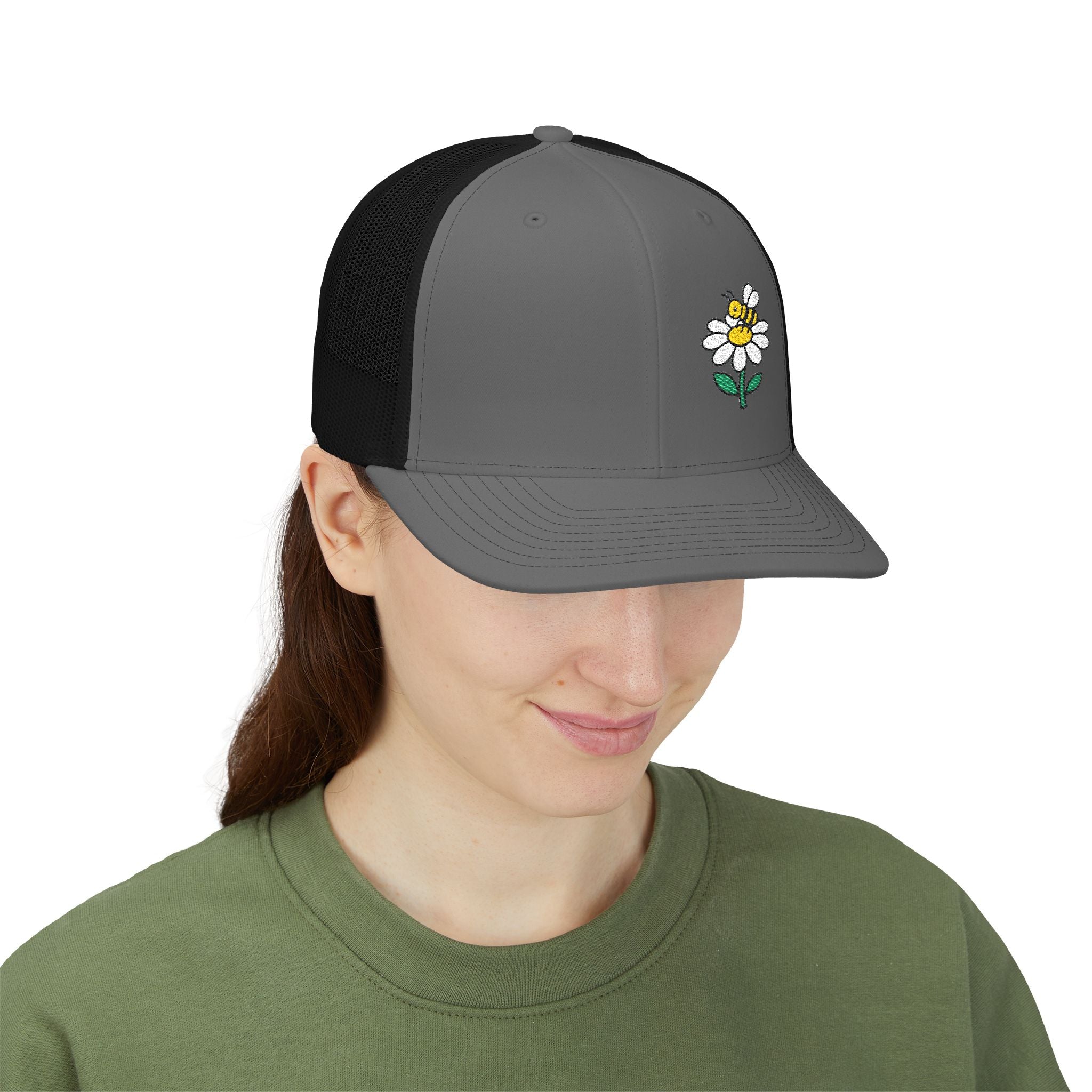 Bee Happy — Embroidered Trucker Hat