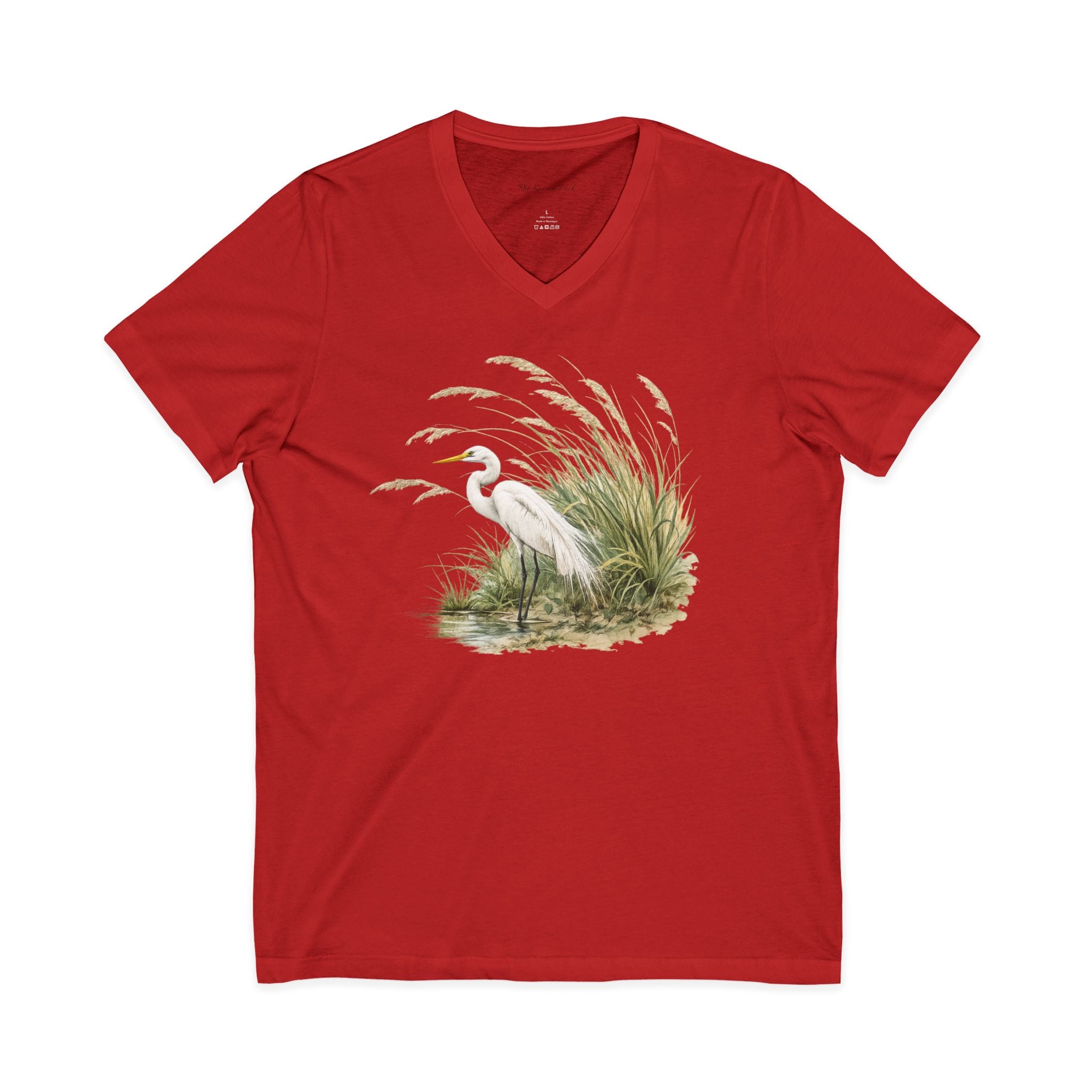 Great Egret at the Water's Edge (V-Neck) Tee