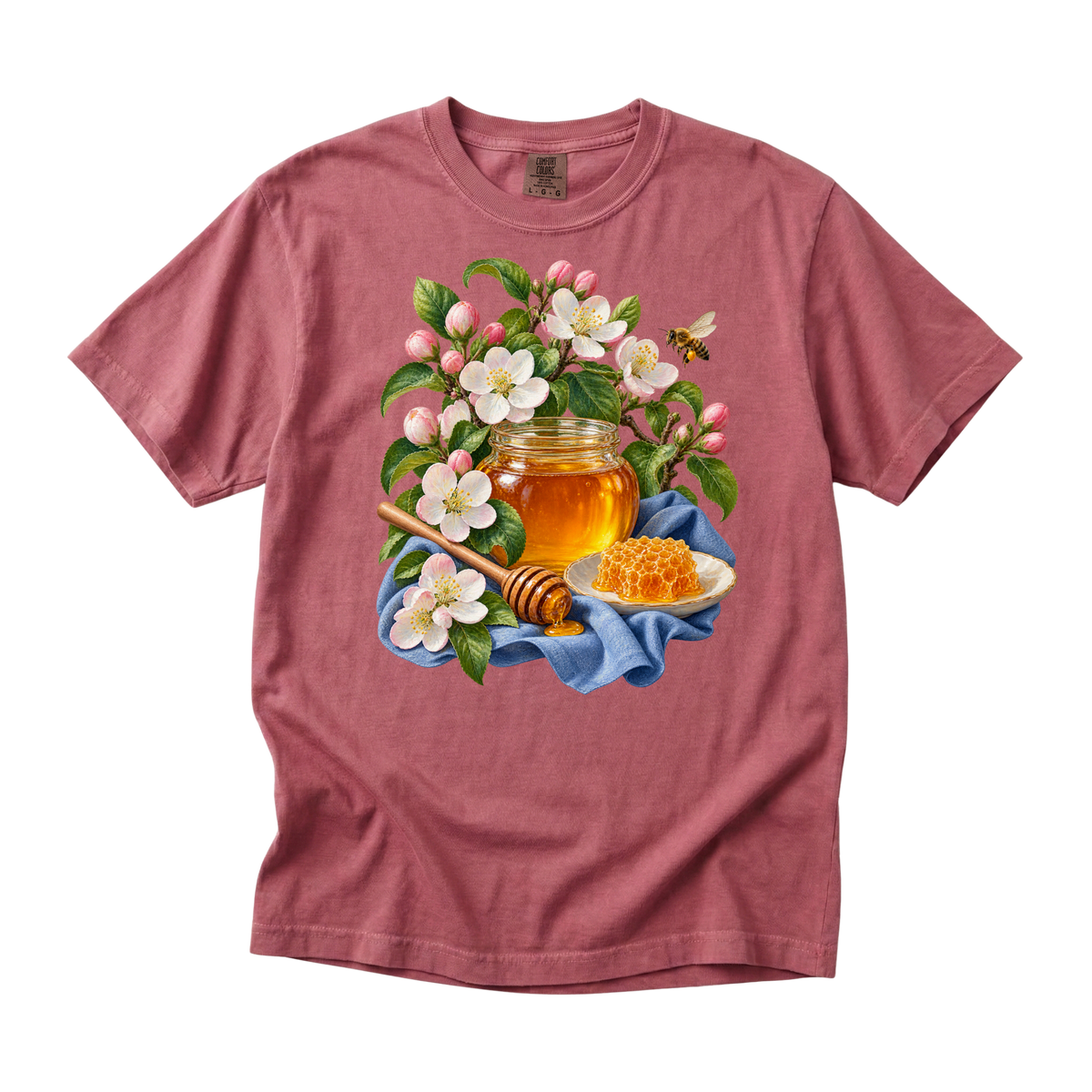 A Little Gold for Later premium honey tee in Brick, an amber honey and honeycomb still life