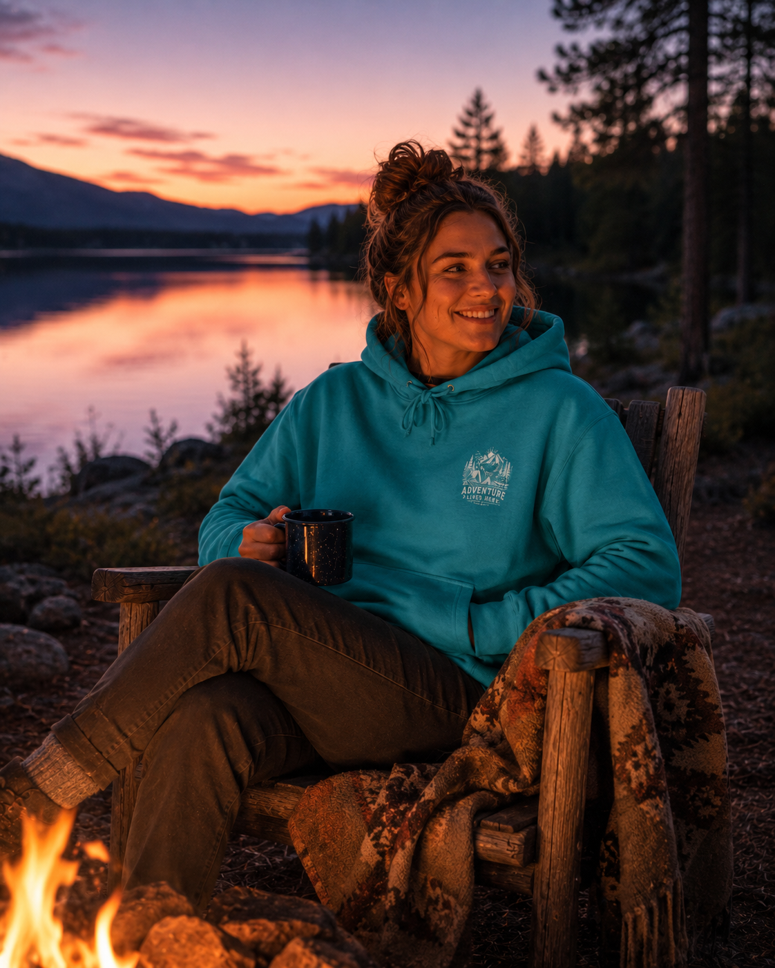 "Adventure Lives Here" Vintage Graphic Hoodie